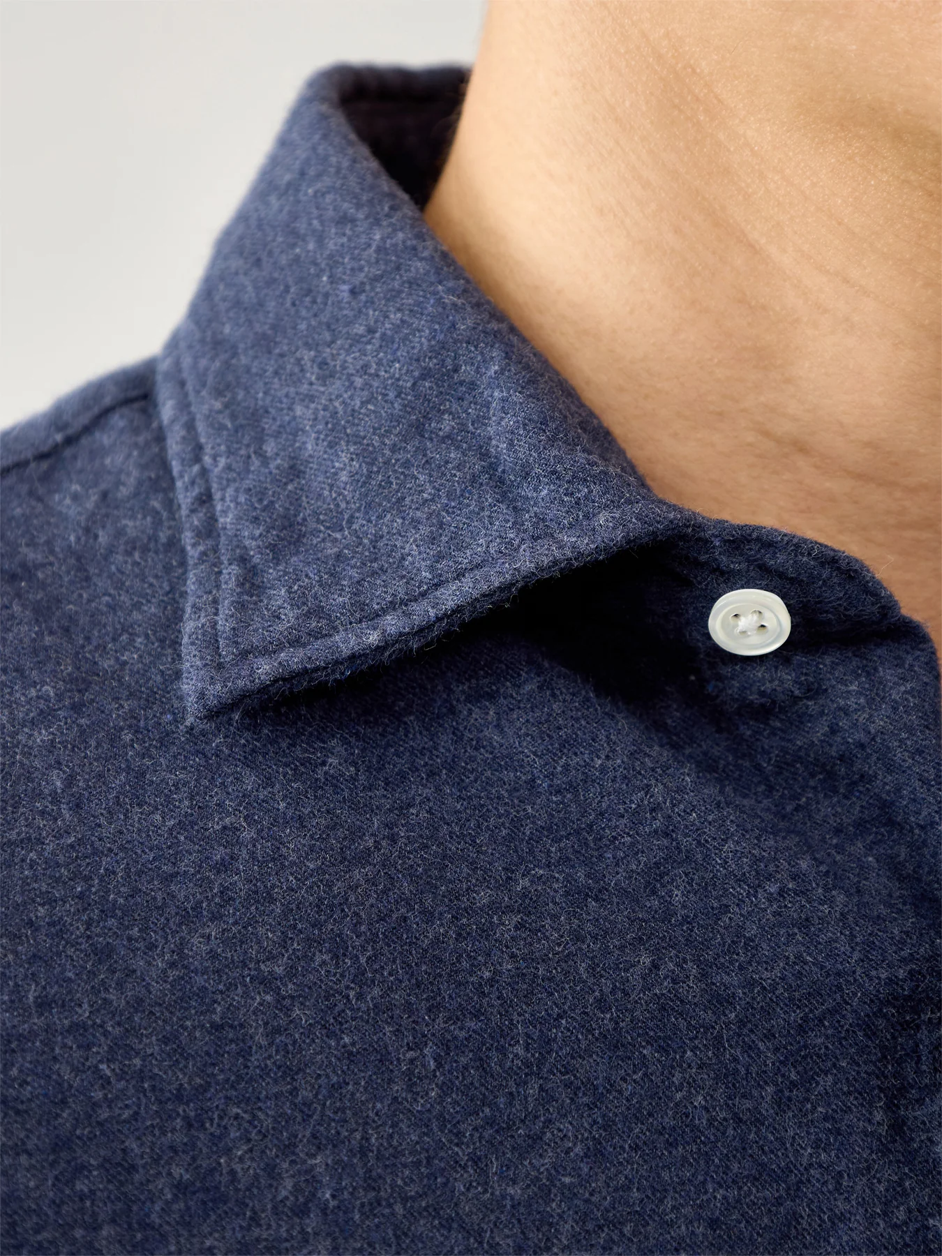 Paul Melange Flannel Shirt Navy - Image 3