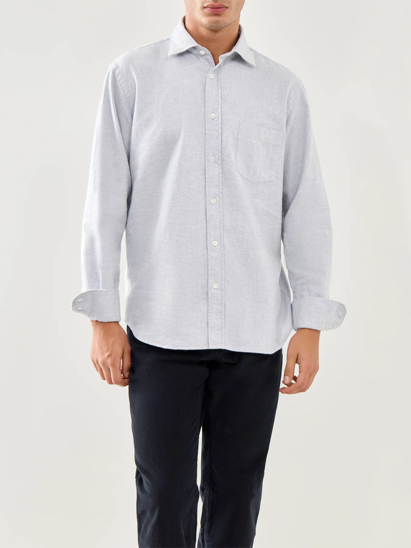 Paul Melange Flannel Woven Shirt Sky Blue - Image 4