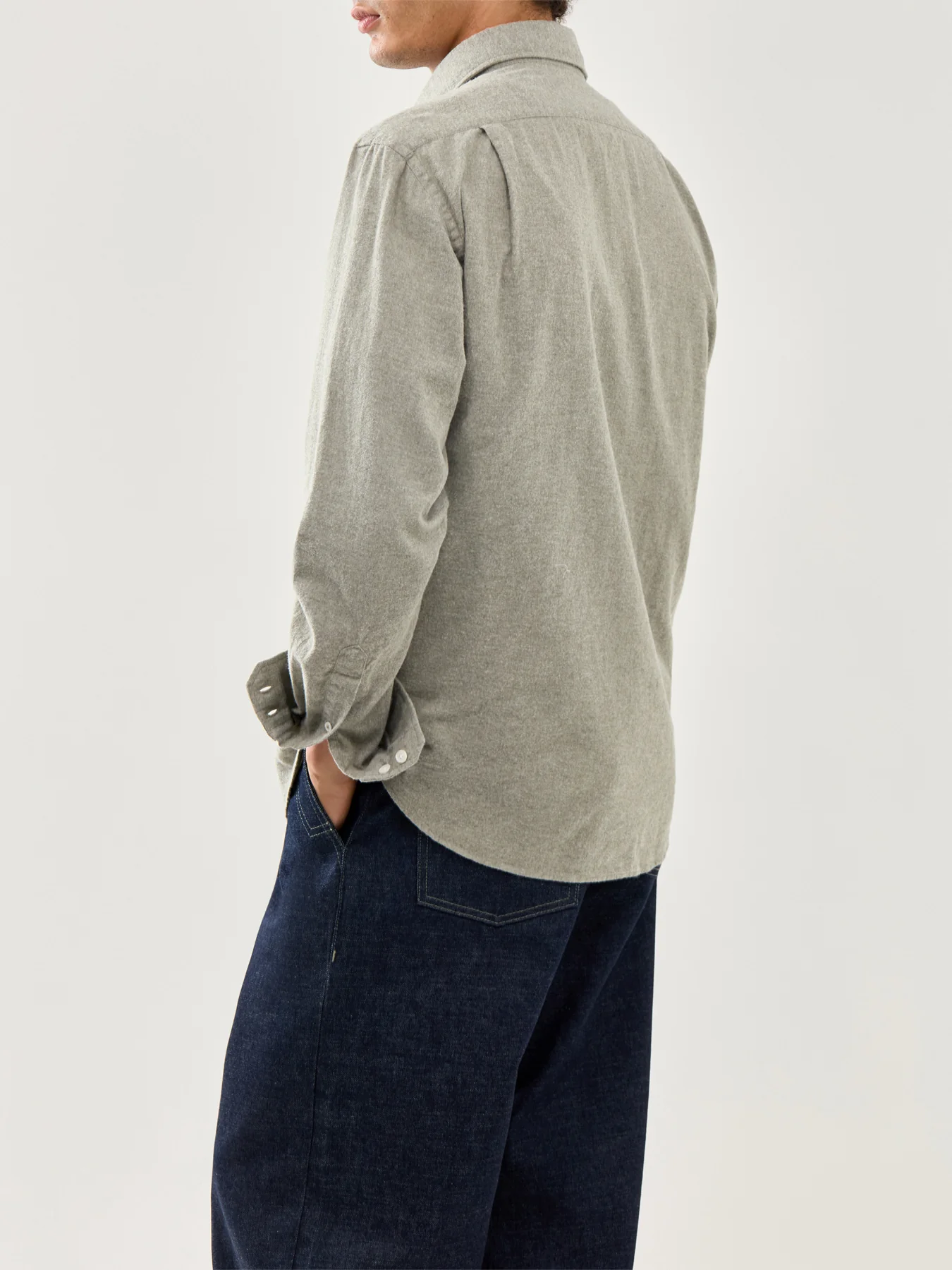 Paul Melange Flannel Woven Shirt Green - Image 5