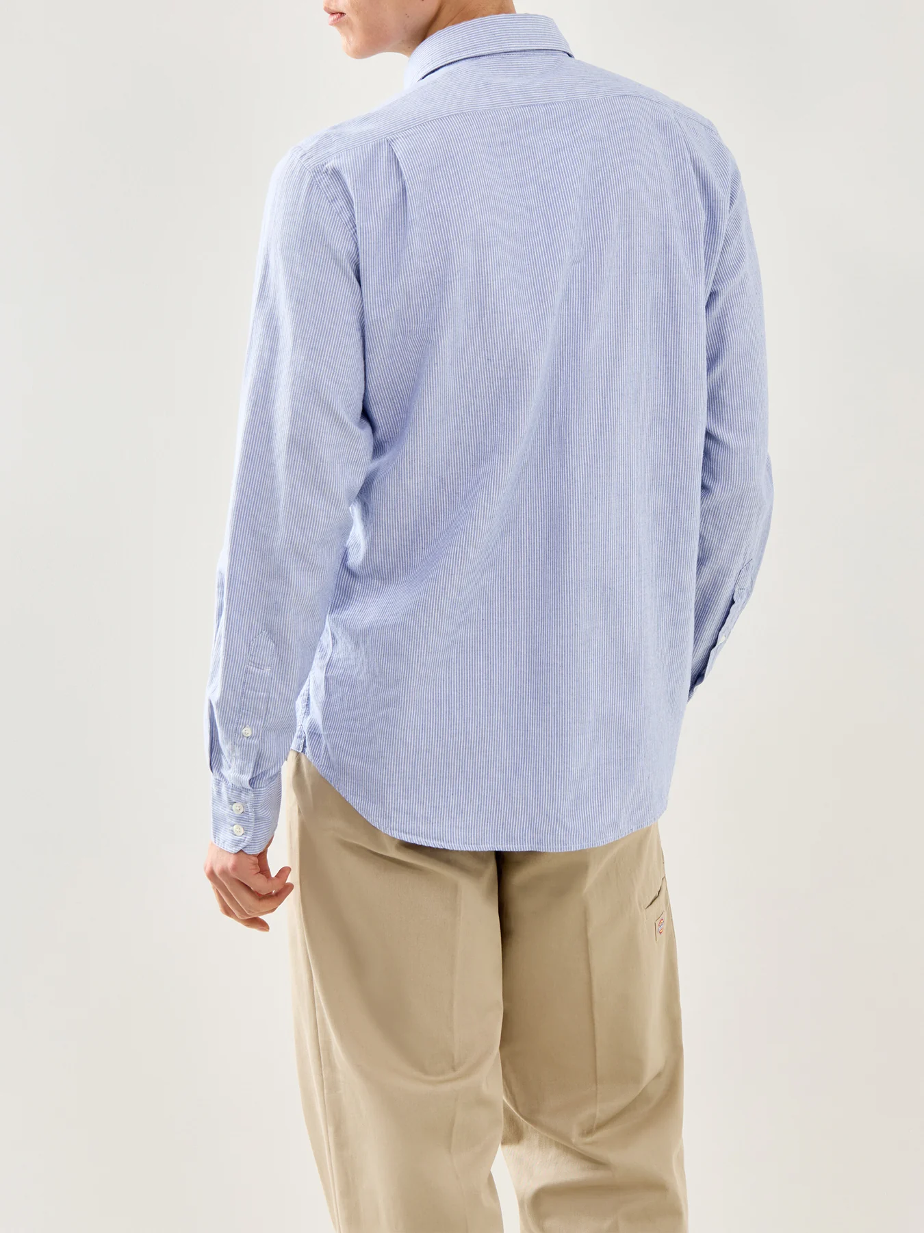 Light Twill Indigo Stripe Shirt Blue - Image 5