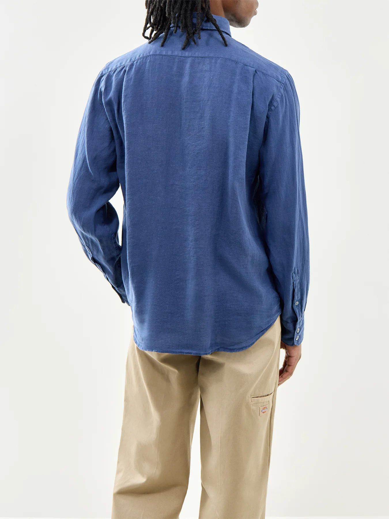 Patterned Linen Shirt Blue - Image 5