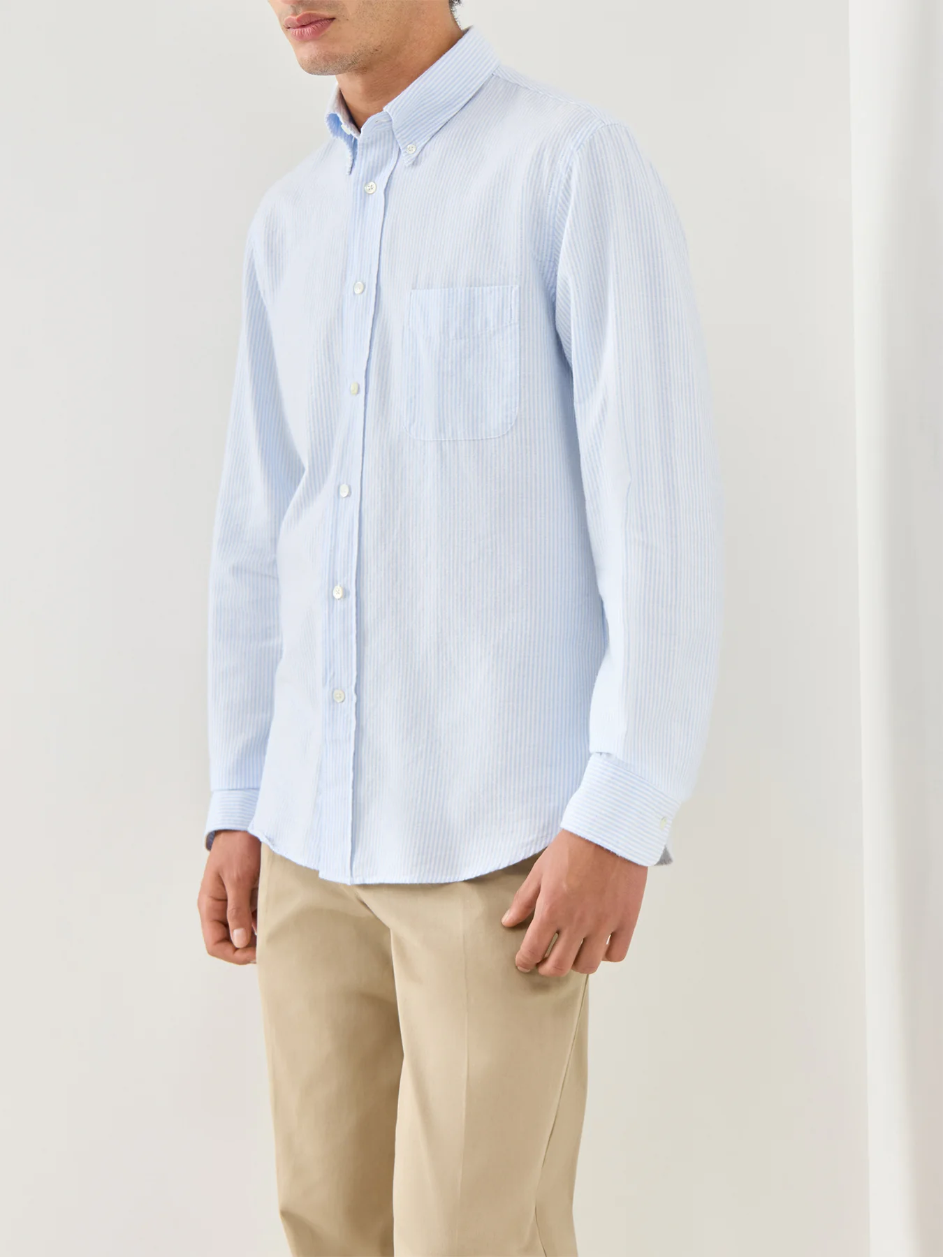 Pitt Brushed Oxford Woven Shirt Light Blue - Image 4