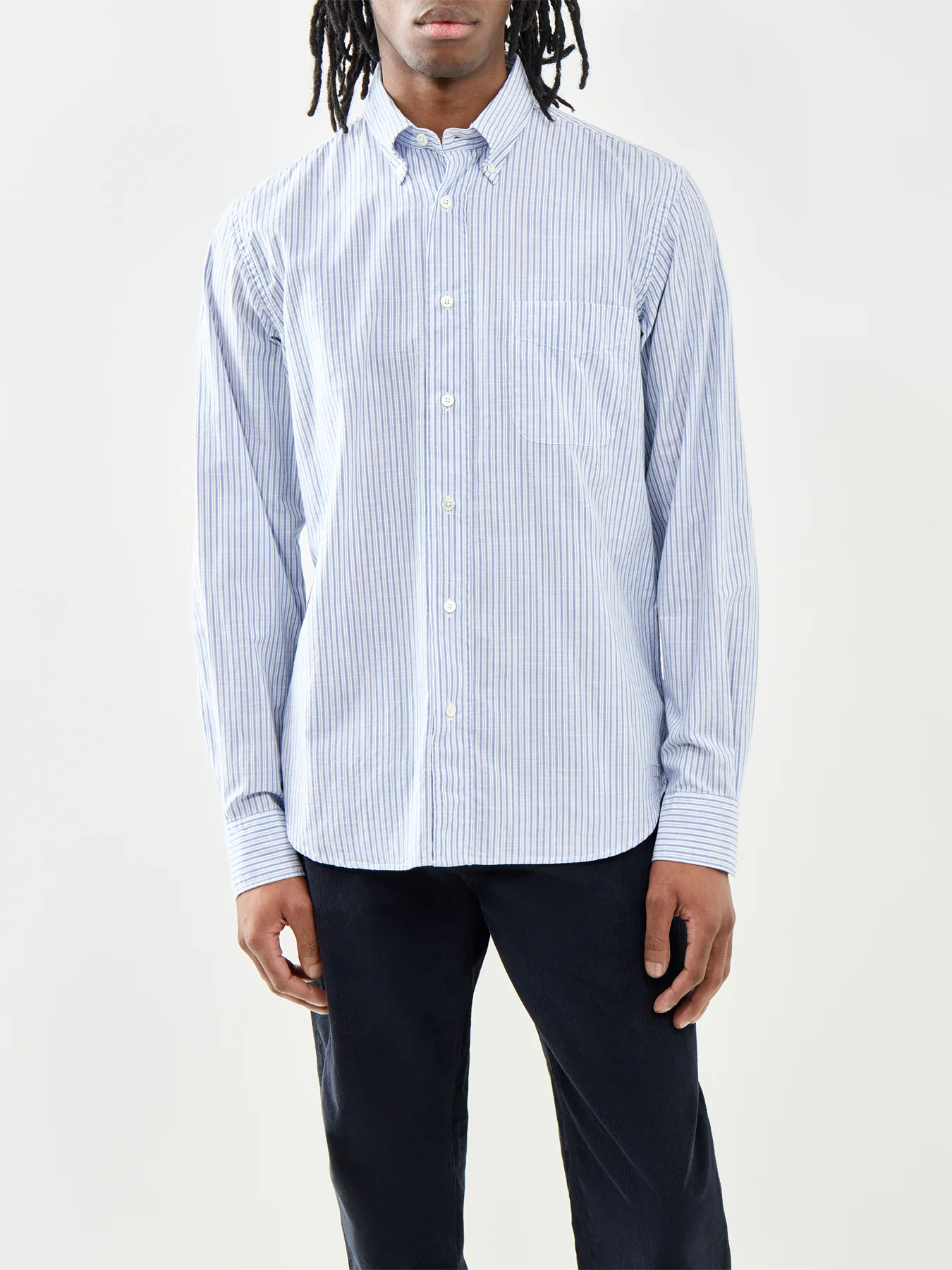 Stripe Cotton Shirt Blue - Image 4