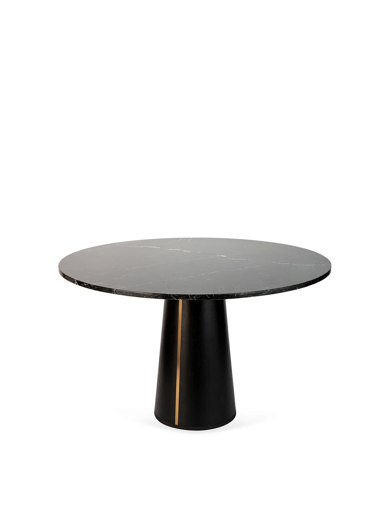 Black marble totem pedestal dining table