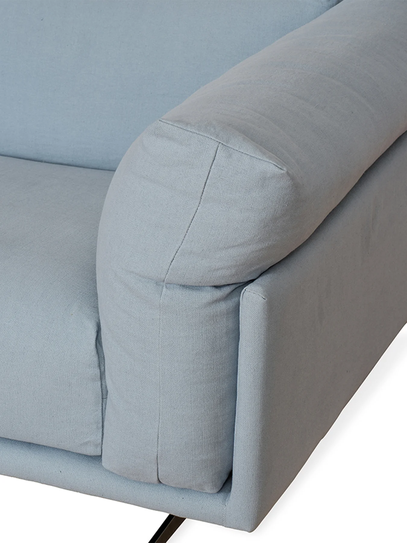 Novara 4 Seater Linen Sofa Blue - Image 4