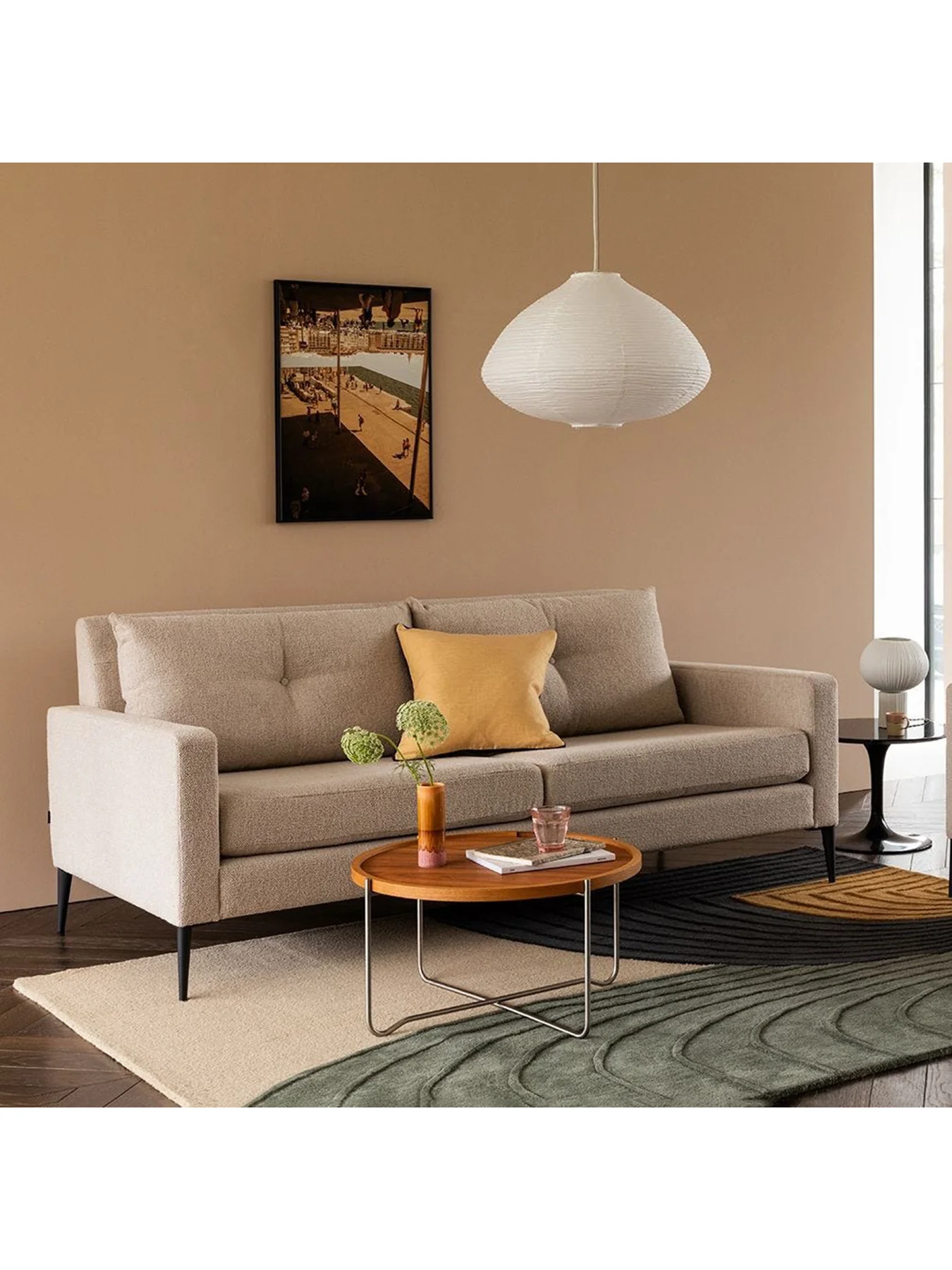 Brunel Tessuta Oatmeal 3-Seater Sofa - Image 2