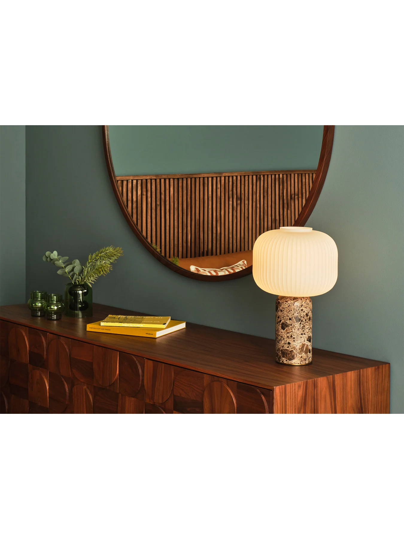 Opal Lantern Table Lamp Cocoa Marble - Image 3