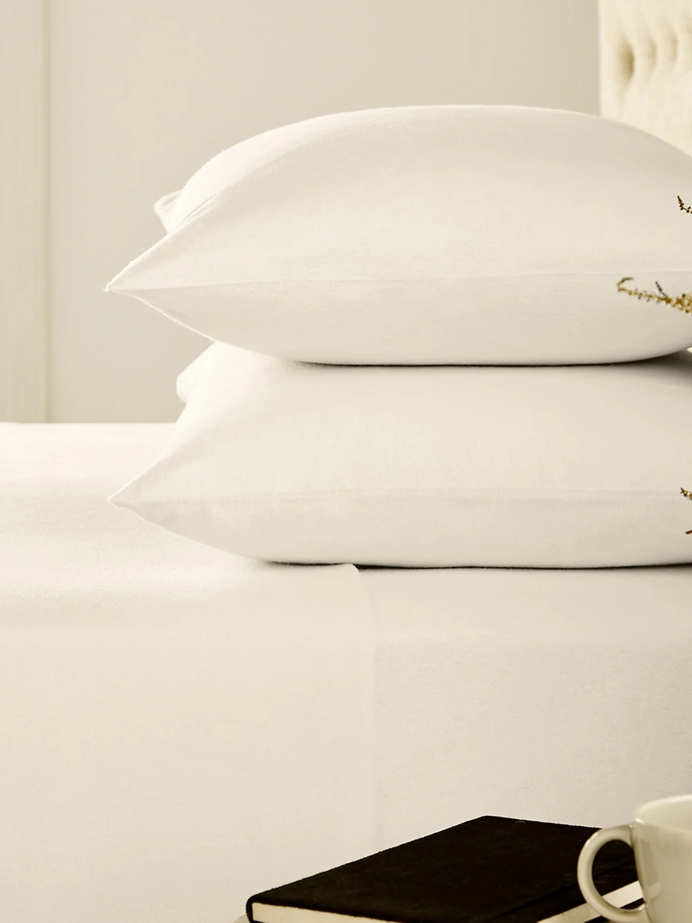 Ivory Brushed Cotton Fitted Sheet King - Image 2