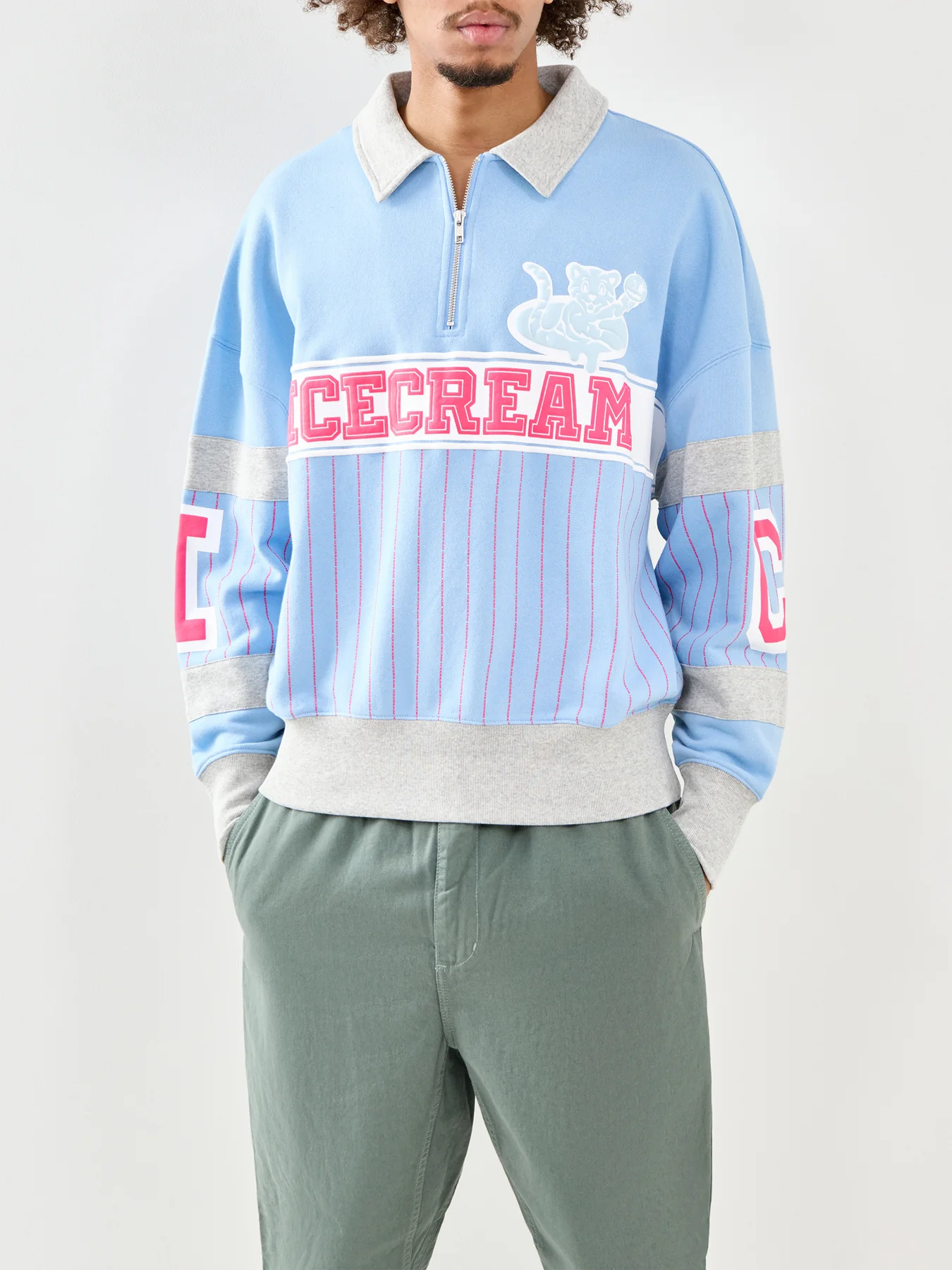 Ic Cubs Collared Quarter Zip Sweatshirt Blue - Image 4