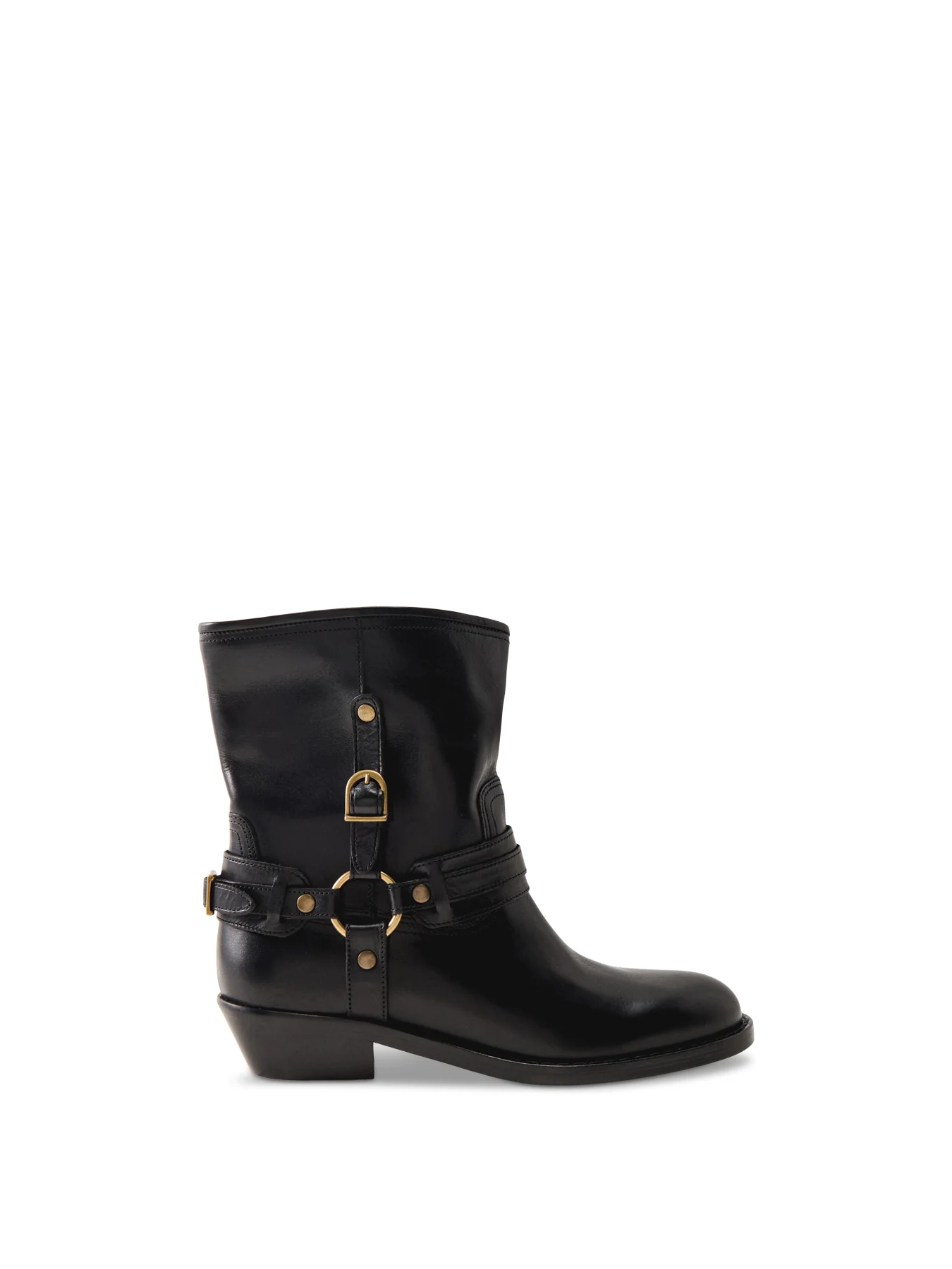 Ildred Leather Biker Boots Black
