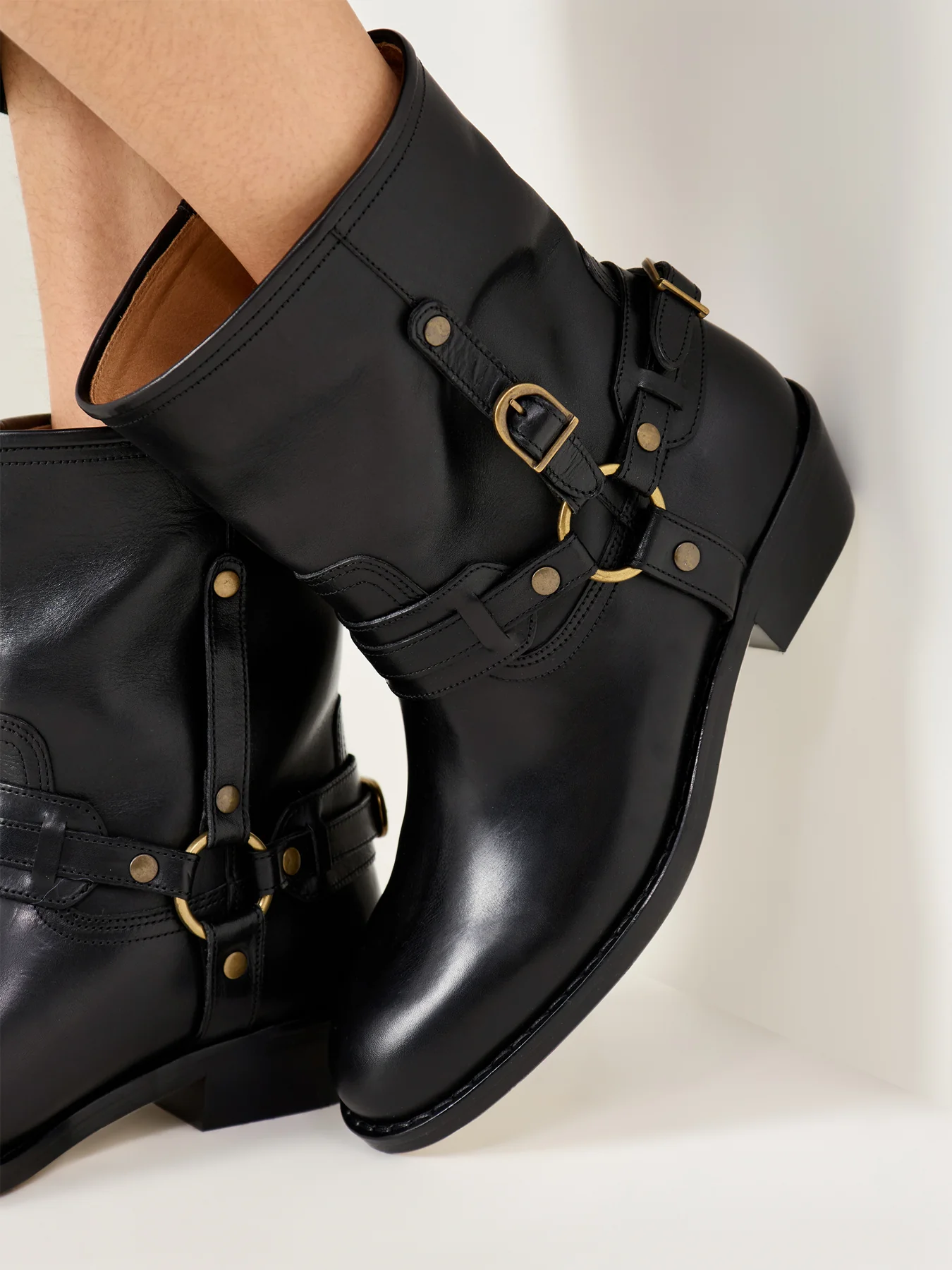 Ildred Leather Biker Boots Black - Image 2