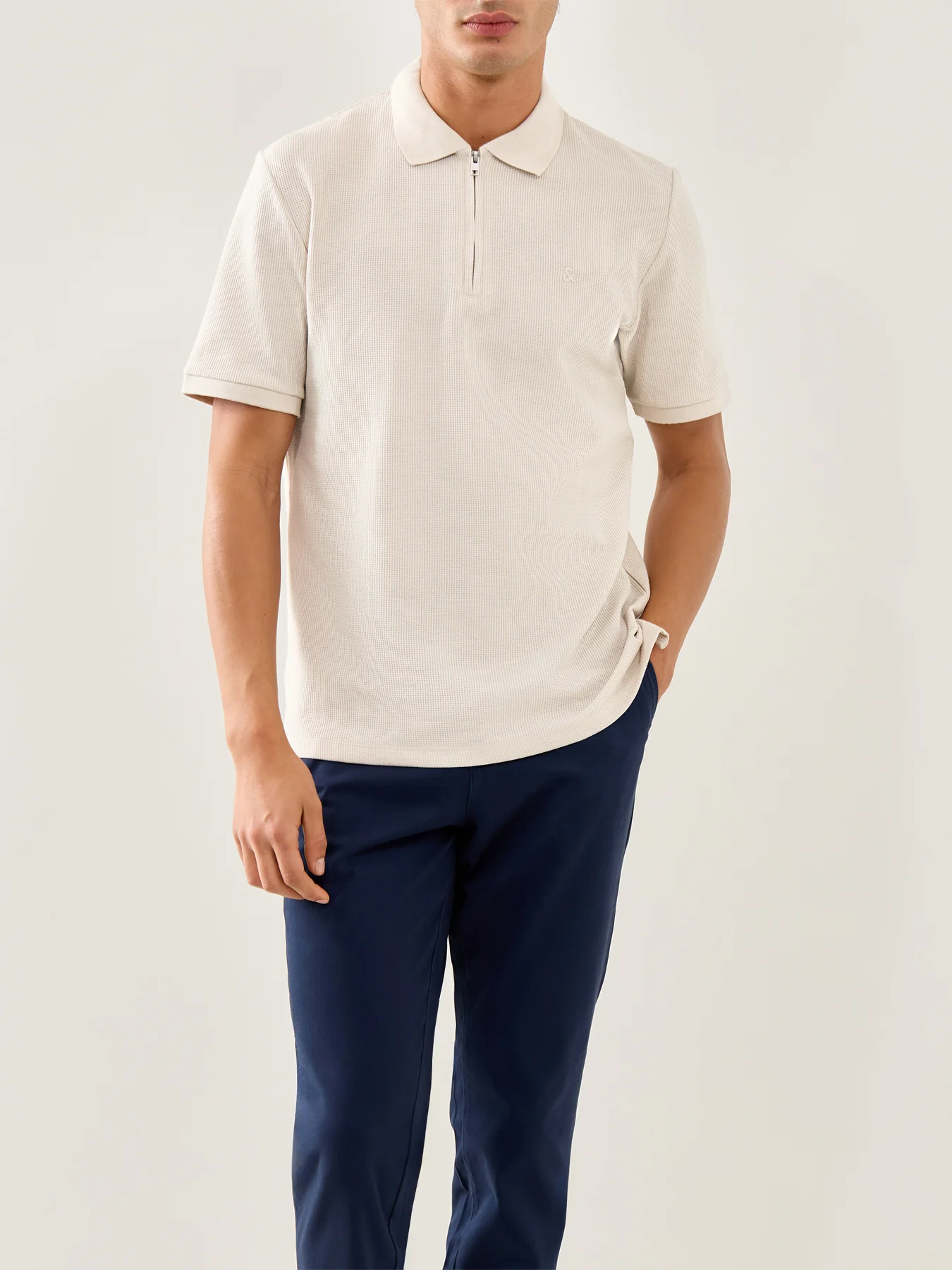 Austin Zip Polo White - Image 4