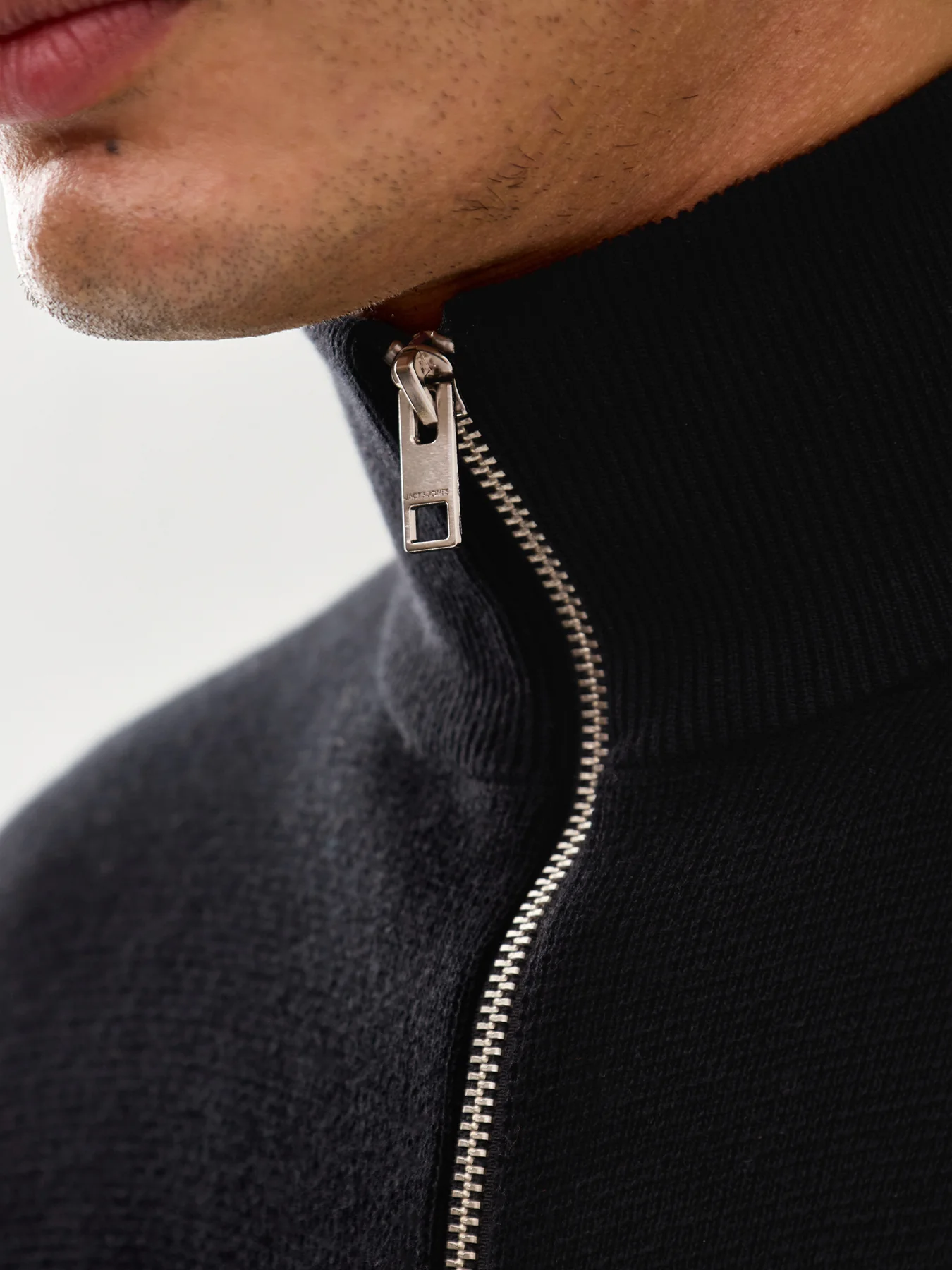 Milano Stitch High Neck Cardigan Black - Image 3