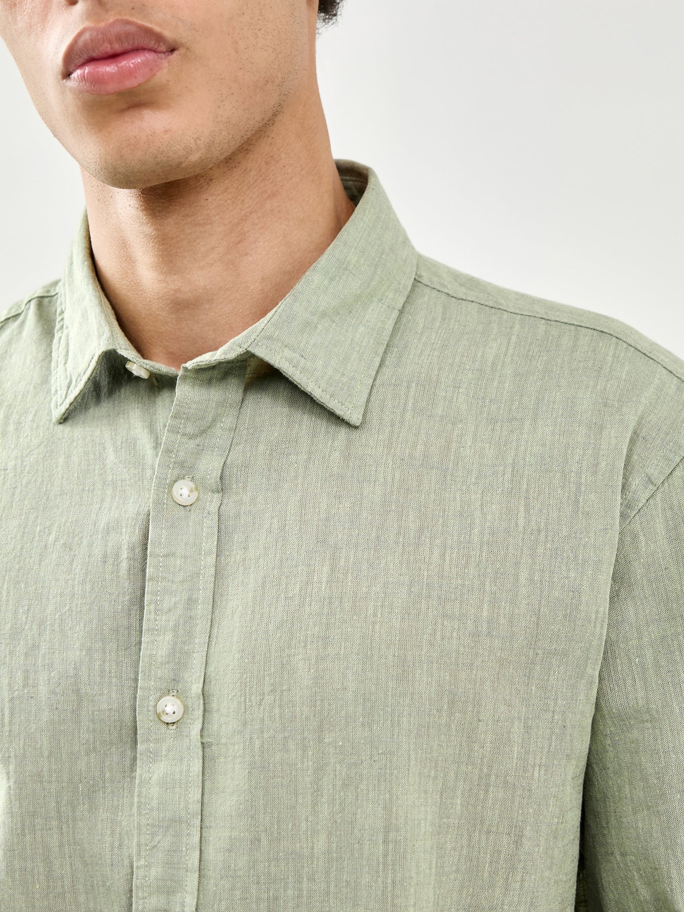 Summer Linen Blend Shirt Green - Image 3