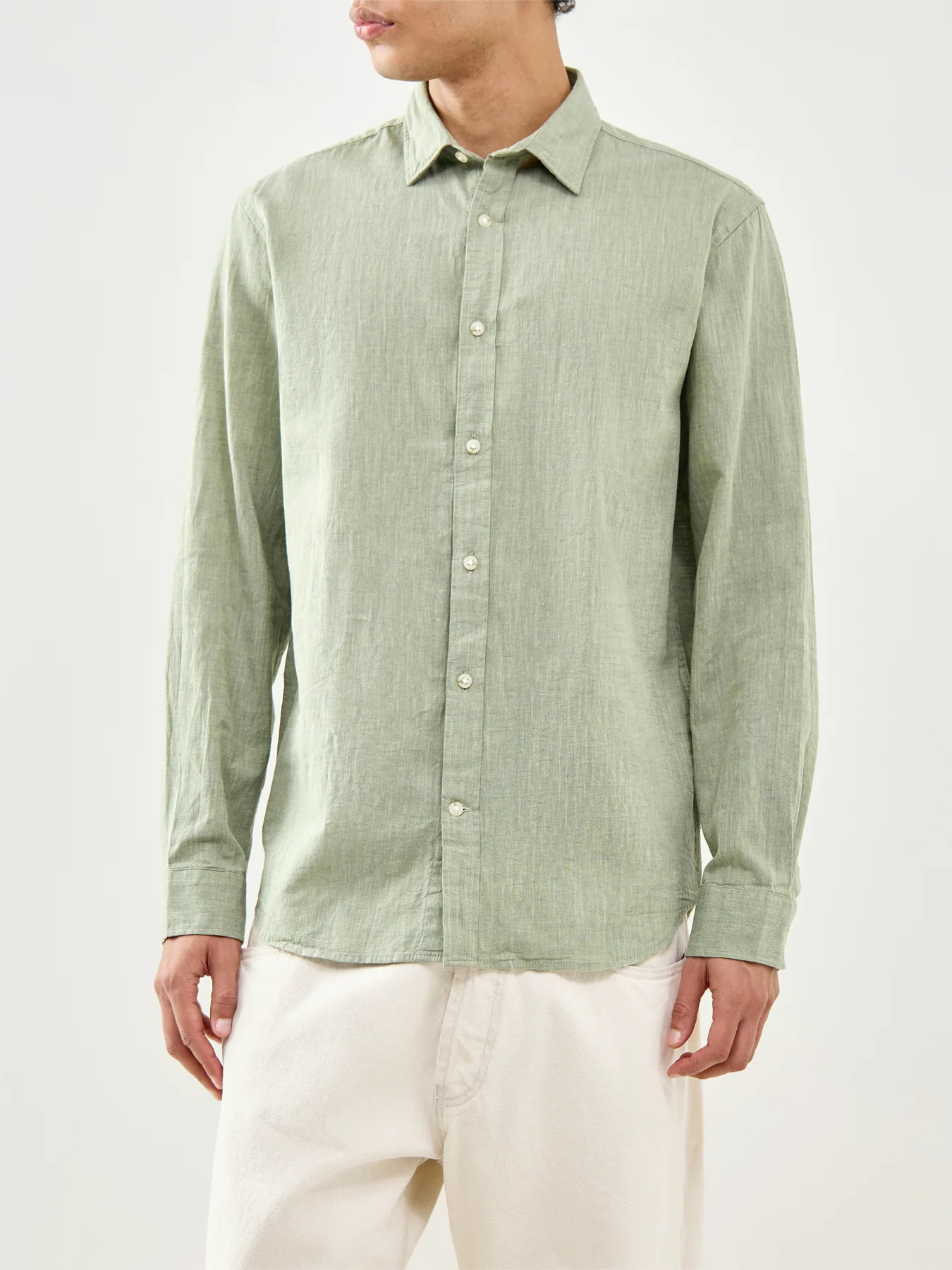 Summer Linen Blend Shirt Green - Image 4