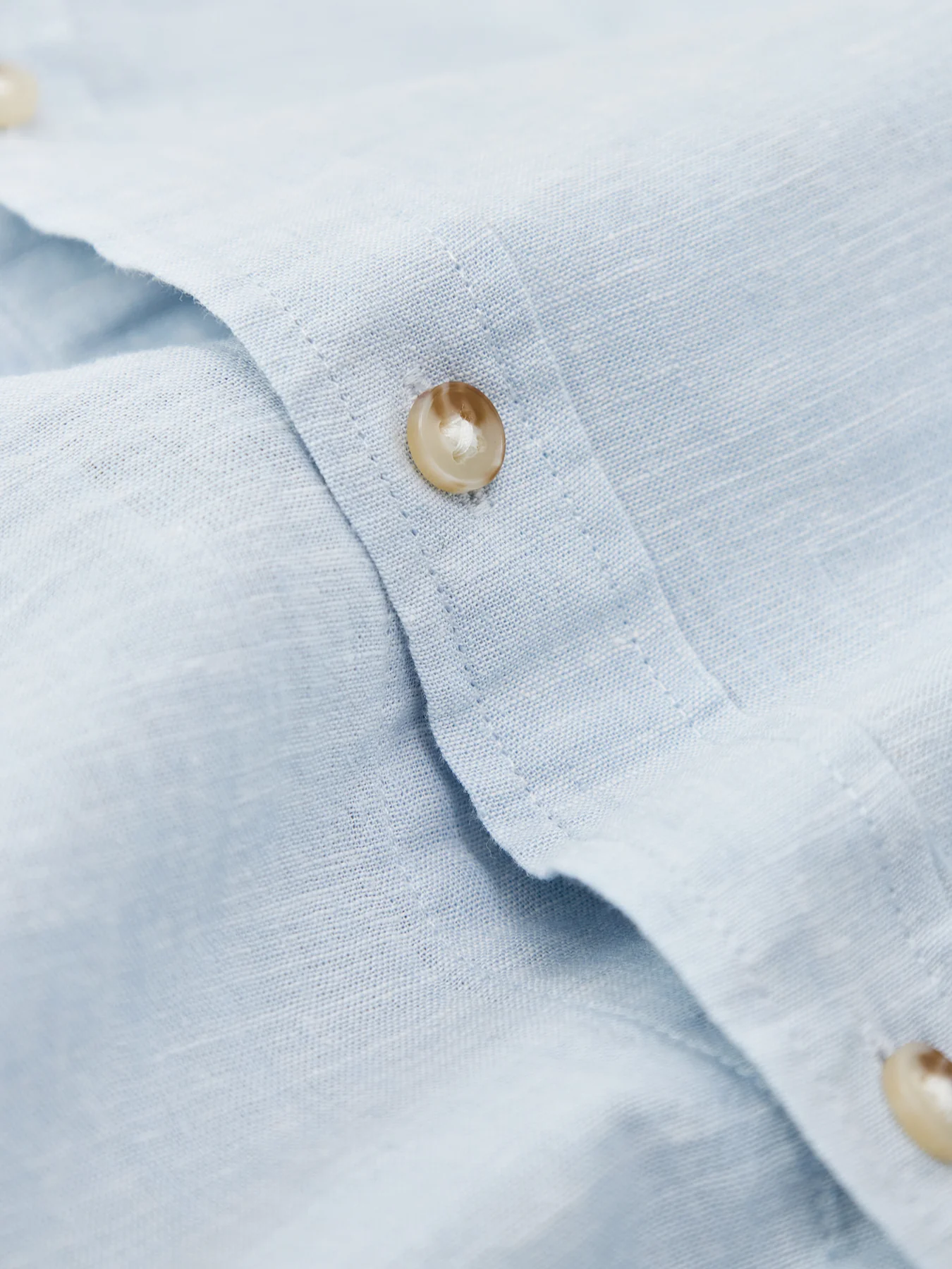 Summer Linen Blend Short Sleeve Shirt Blue - Image 3