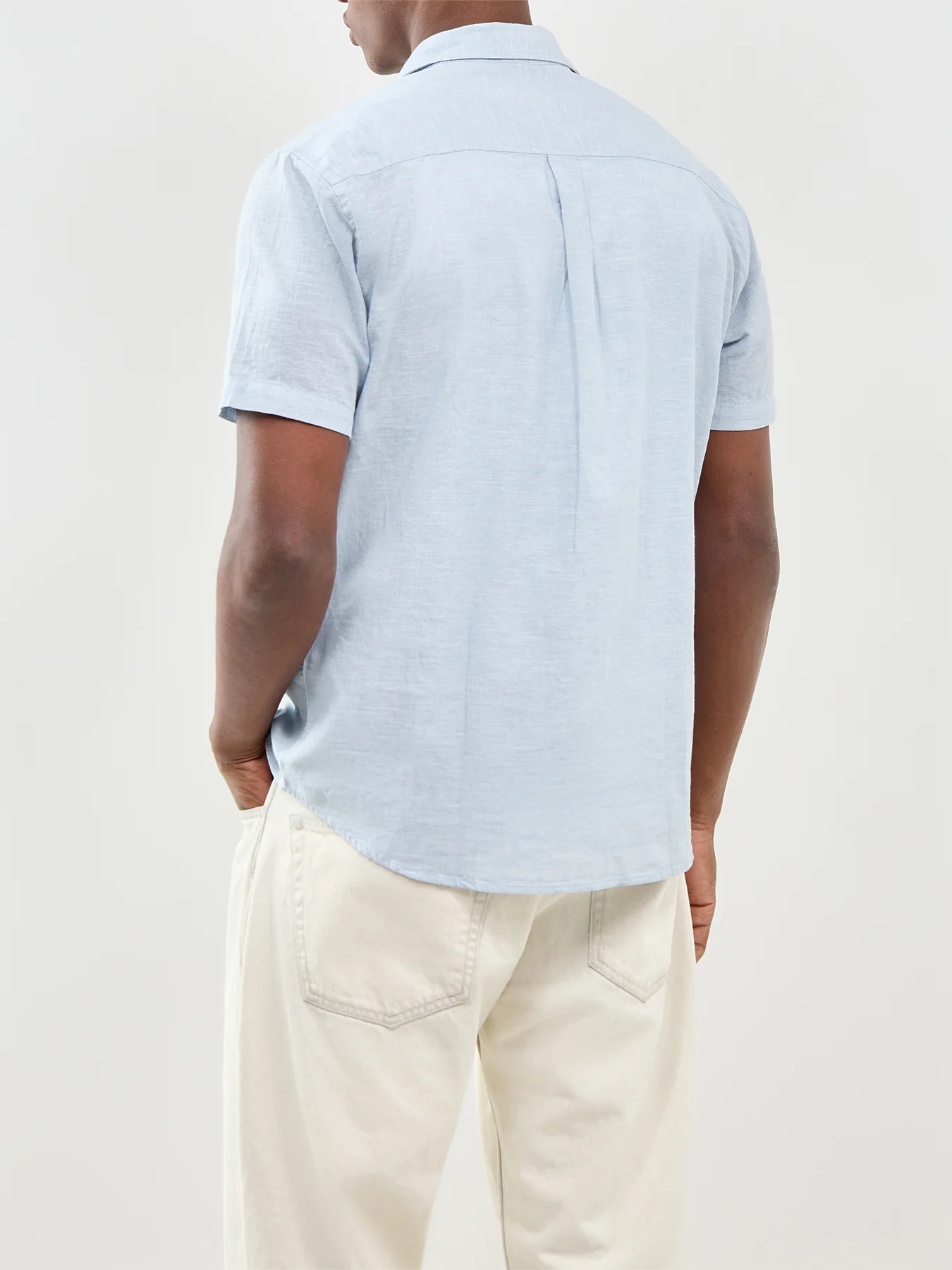Summer Linen Blend Short Sleeve Shirt Blue - Image 5