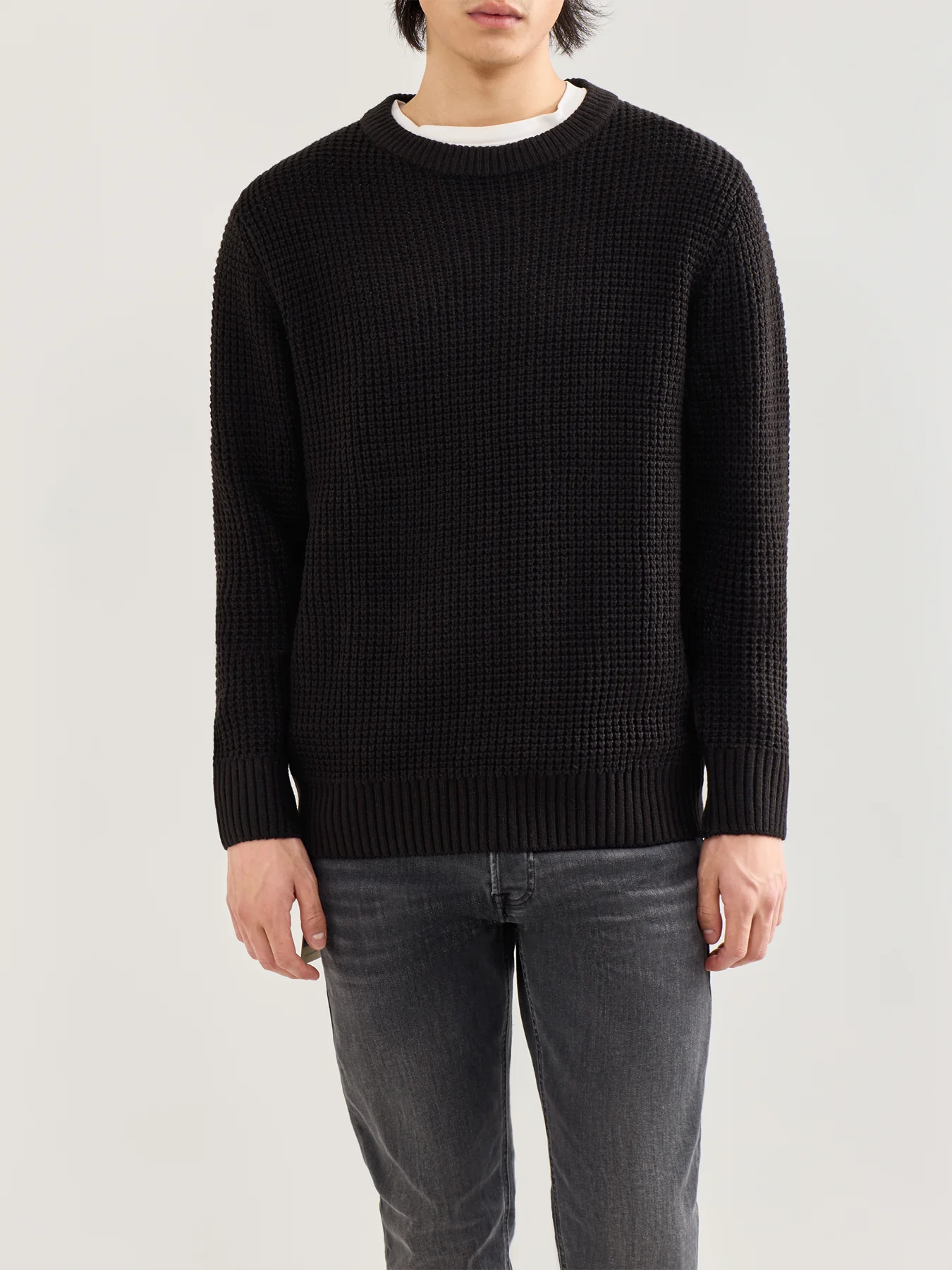 Knit Crew Neck Jumper Black - Image 4