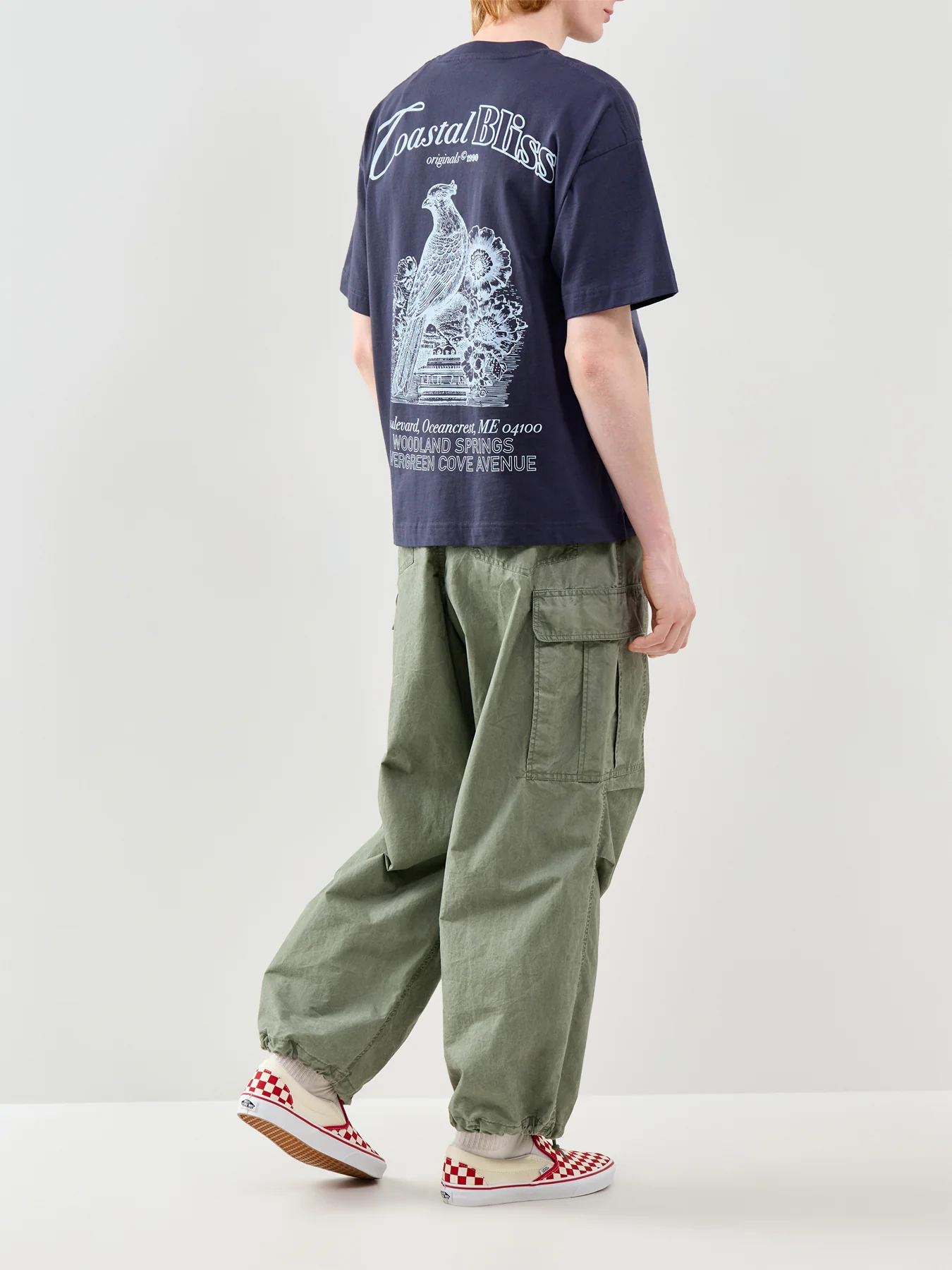Back Print T Shirt Navy - Image 2