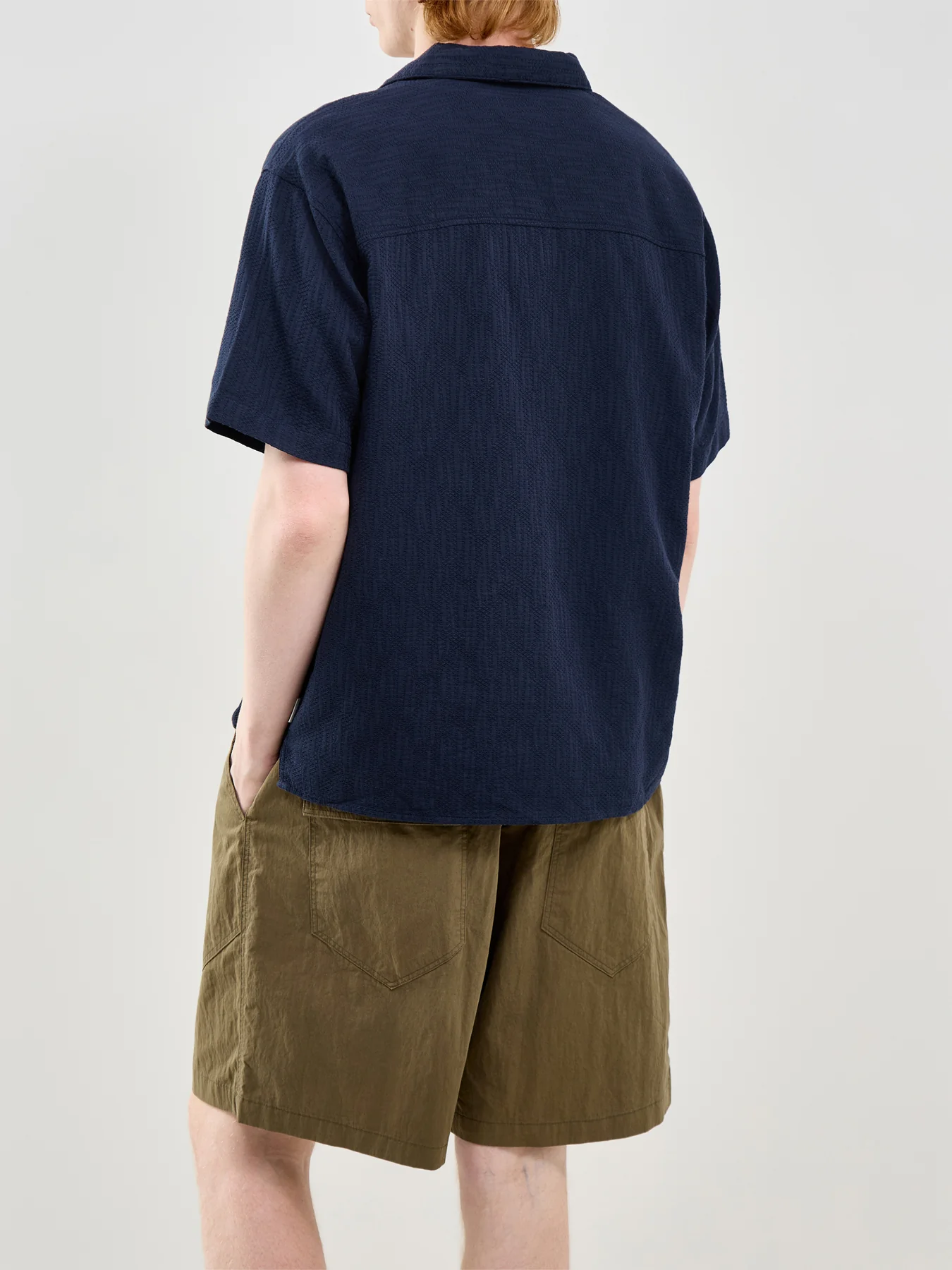 Jormontauk Wavy Texture Short Sleeve Shirt Navy - Image 5
