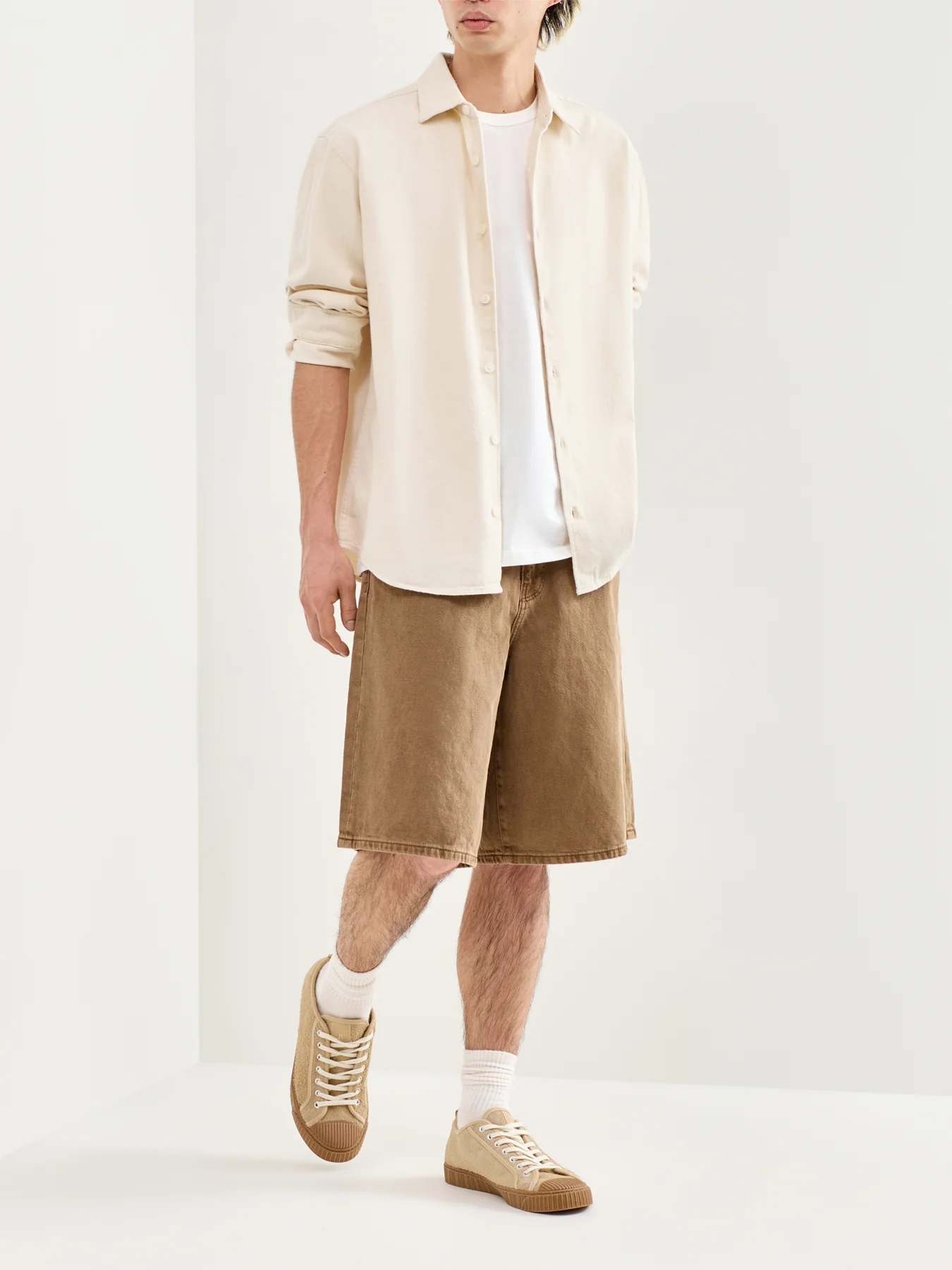 Long Sleeve Denim Shirt Cream - Image 2