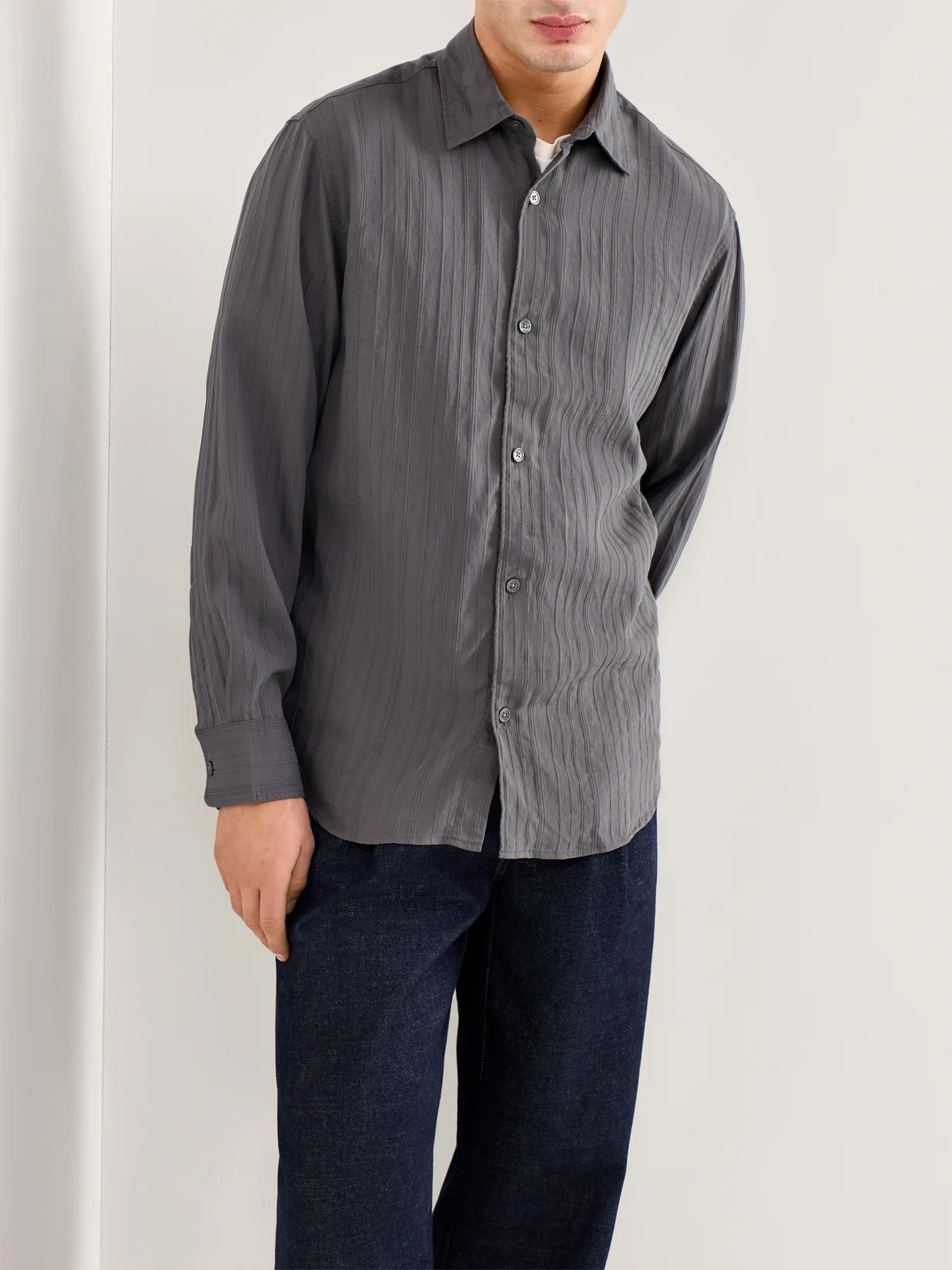 Kingston Dobby Shirt Grey - Image 4