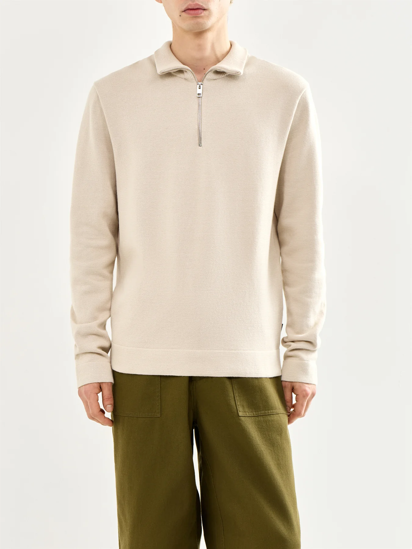 Spring Knit Half Zip Beige - Image 4