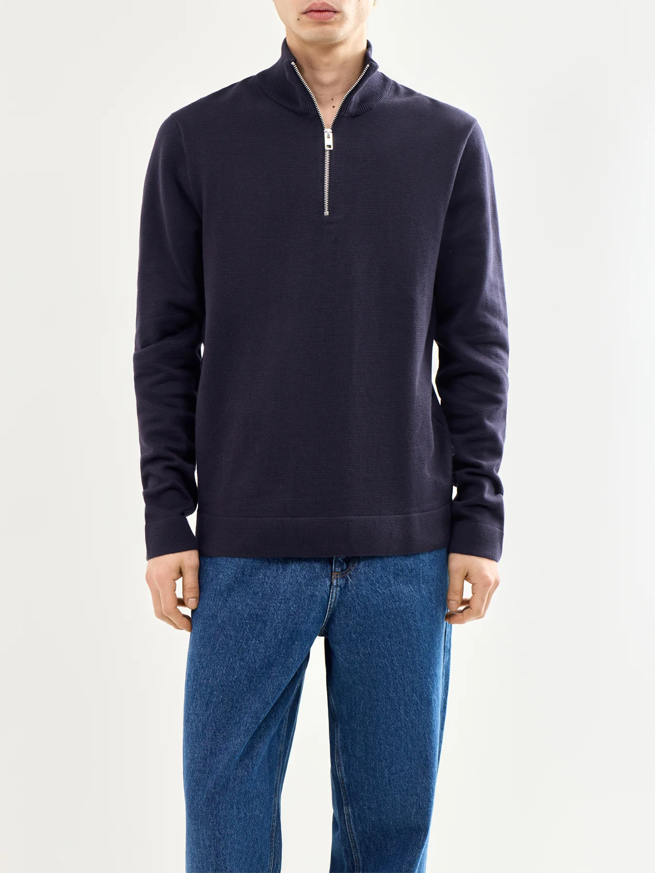 Spring Knit Half Zip Navy - Image 4