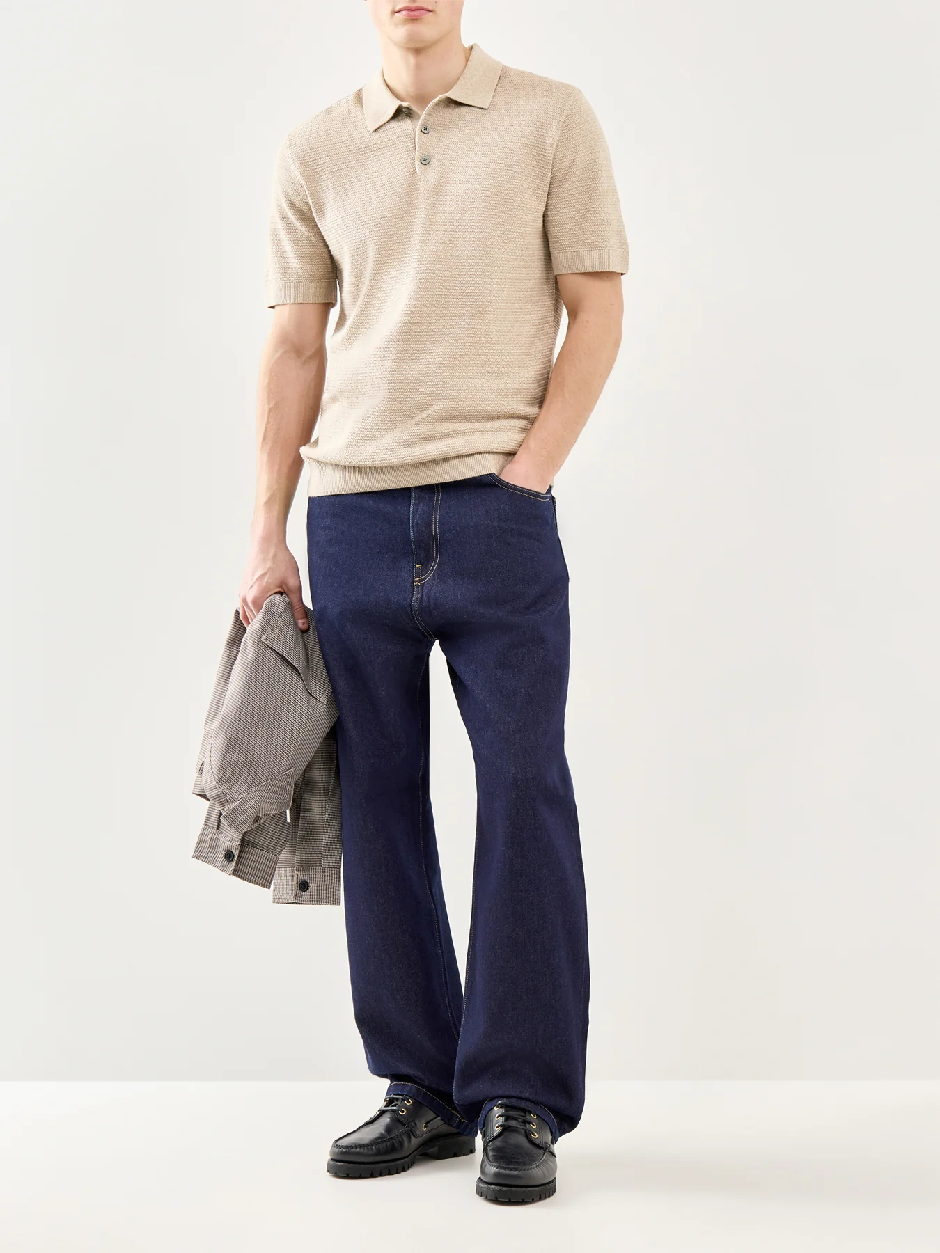 Knit Polo Shirt Beige - Image 2