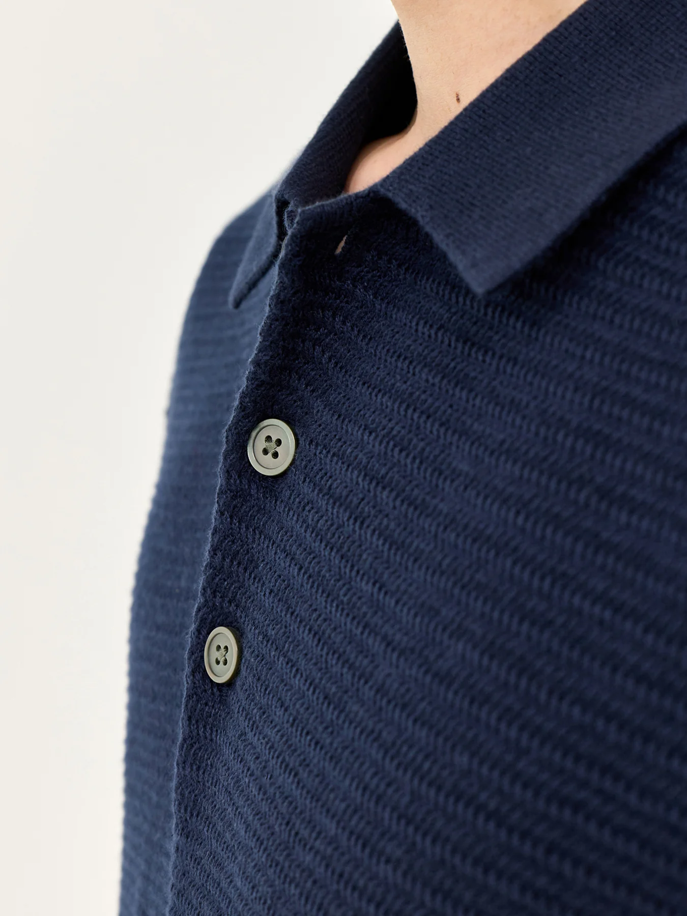 Knit Polo Shirt Navy - Image 3
