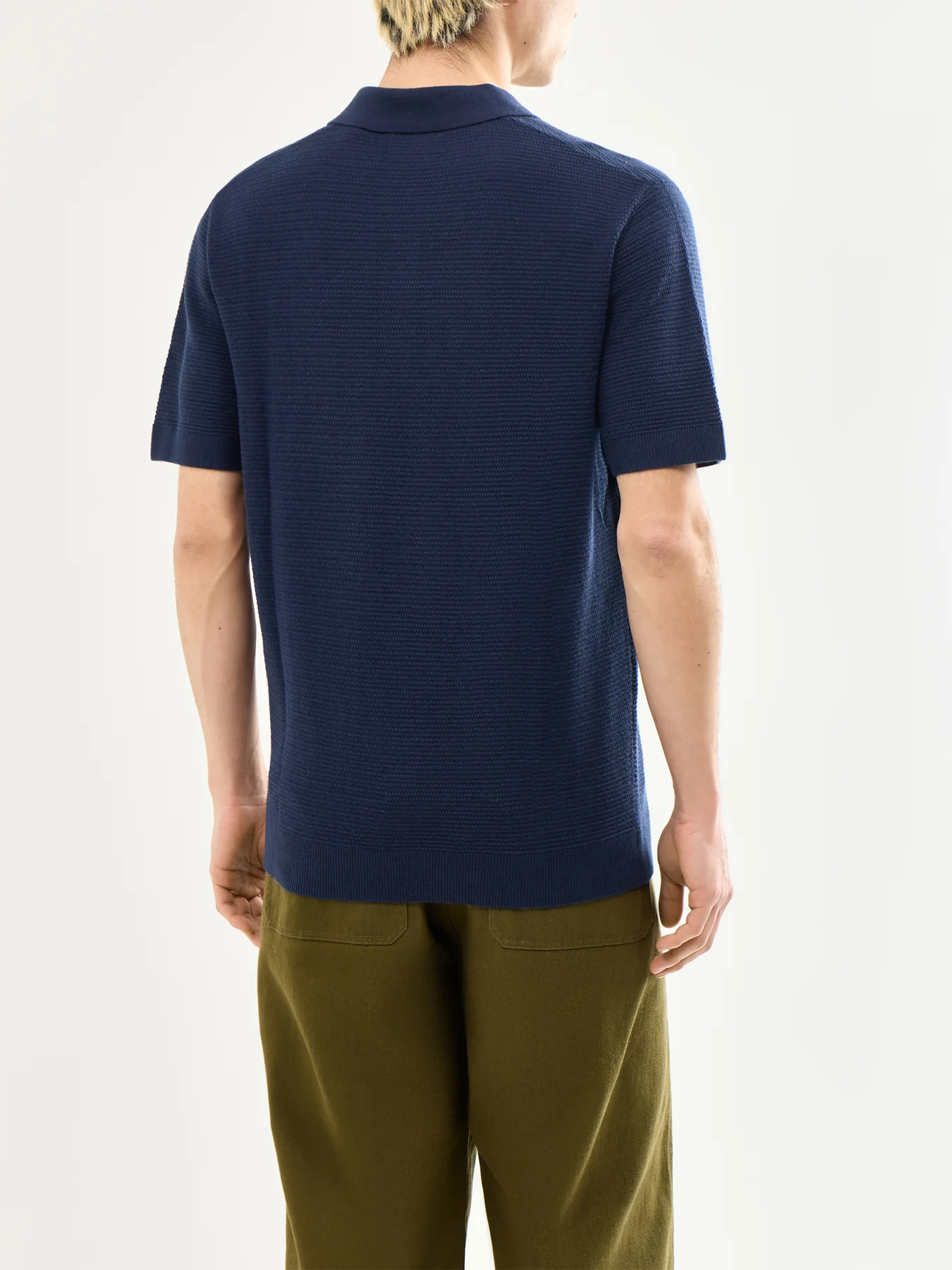 Knit Polo Shirt Navy - Image 5