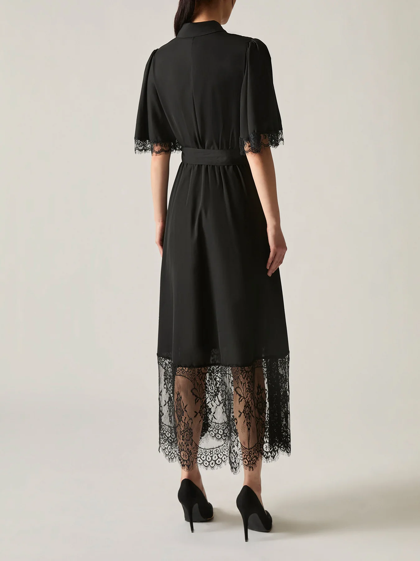 Lace Hem A-Line Dress Black - Image 5