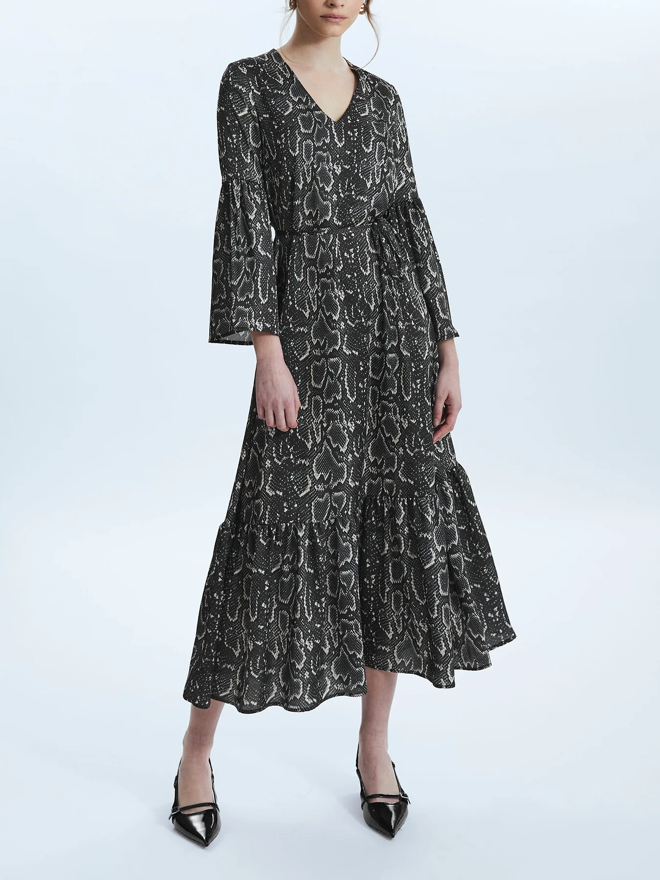 Python Print Belted Dress - Image 4