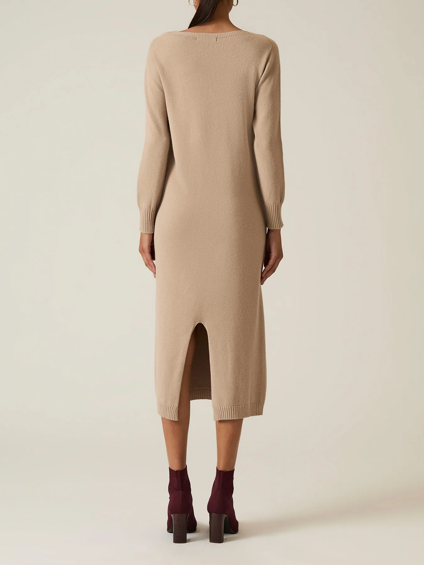 Knitted Midi Dress Taupe - Image 4