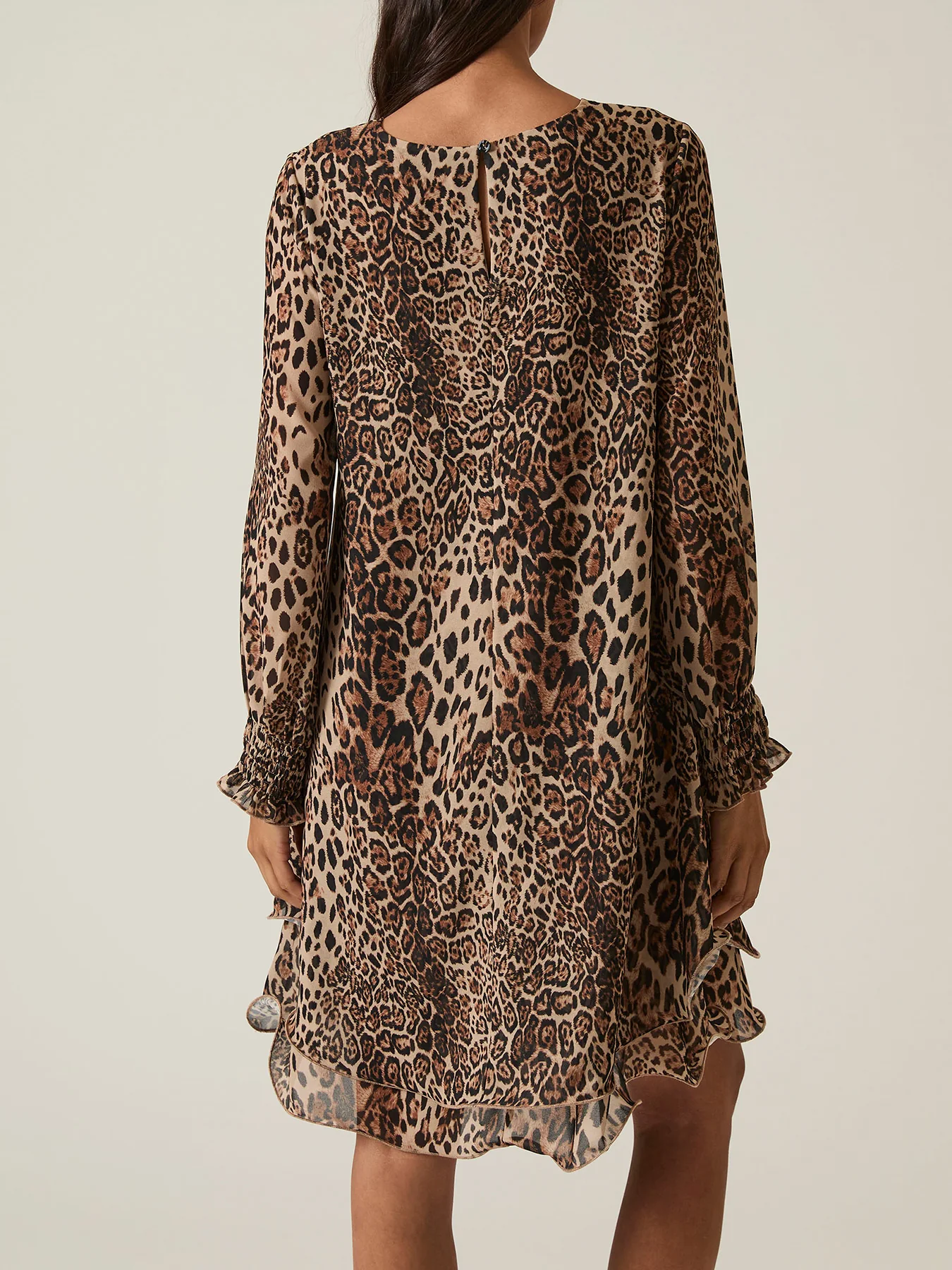 Leopard Wave Hem Midi Dress Brown - Image 5