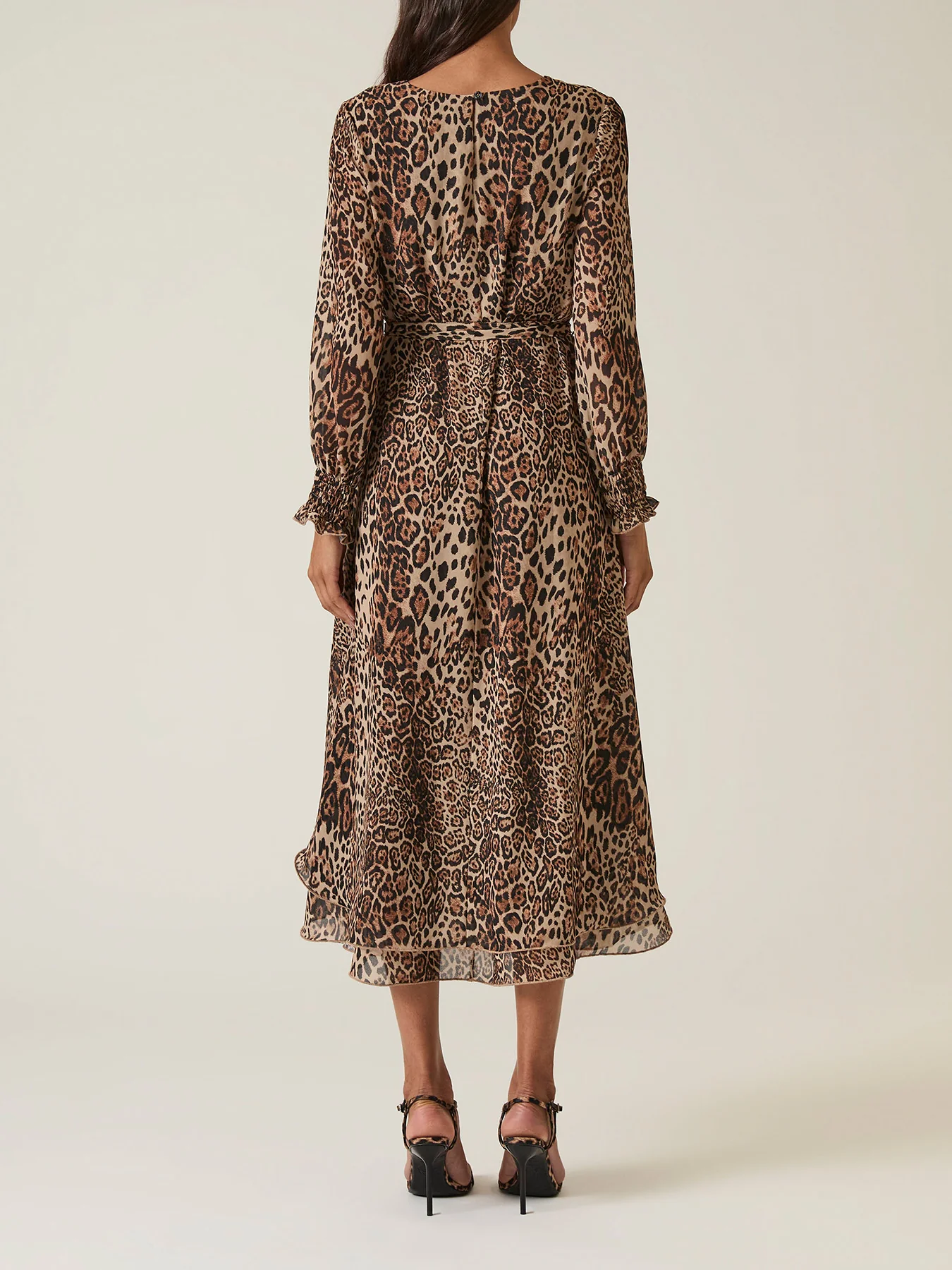 Leopard Wave Hem Maxi Dress Brown - Image 3