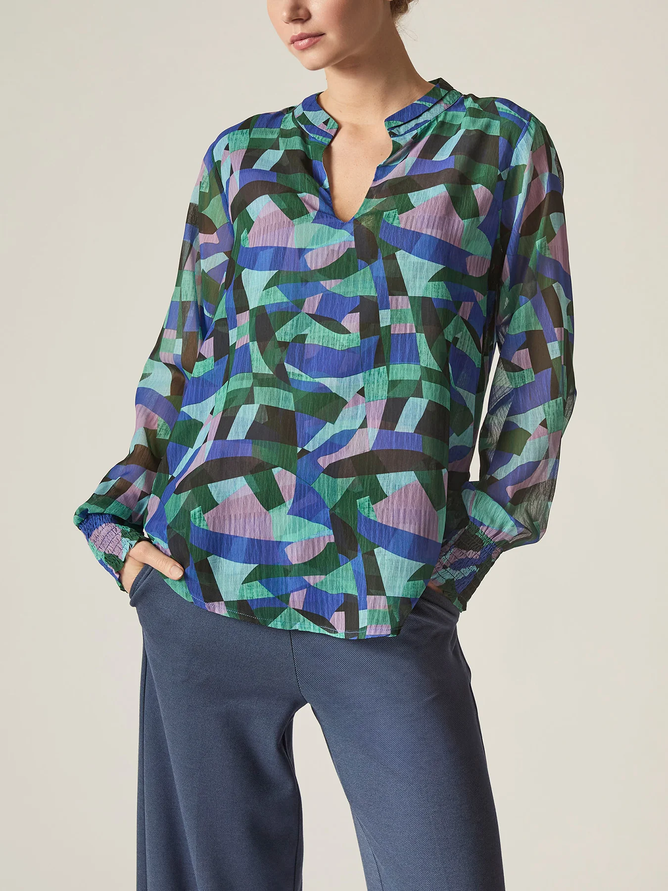 Abstract Print Blouse Pattern - Image 4