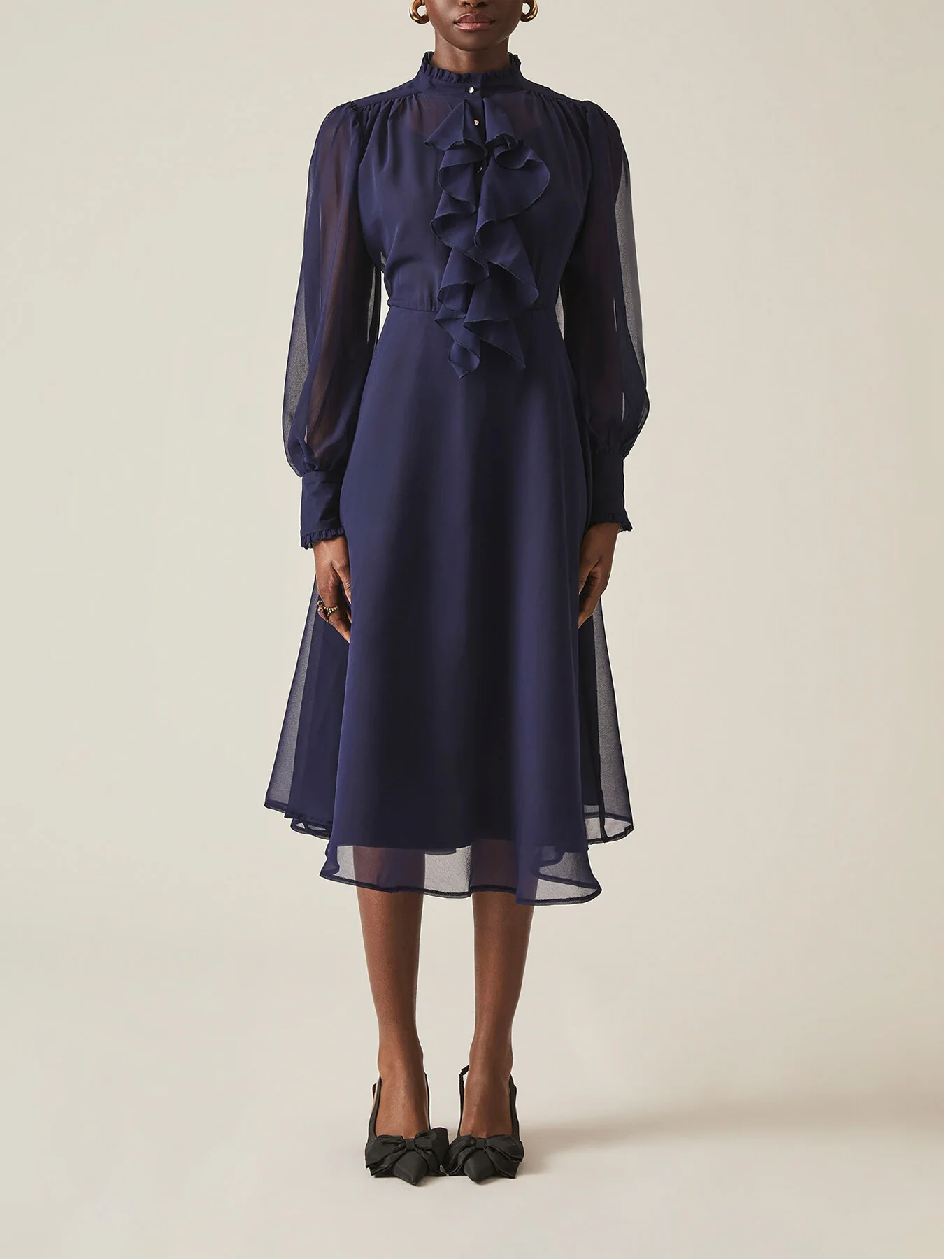 Ruffle Shift Midi Dress - Image 2