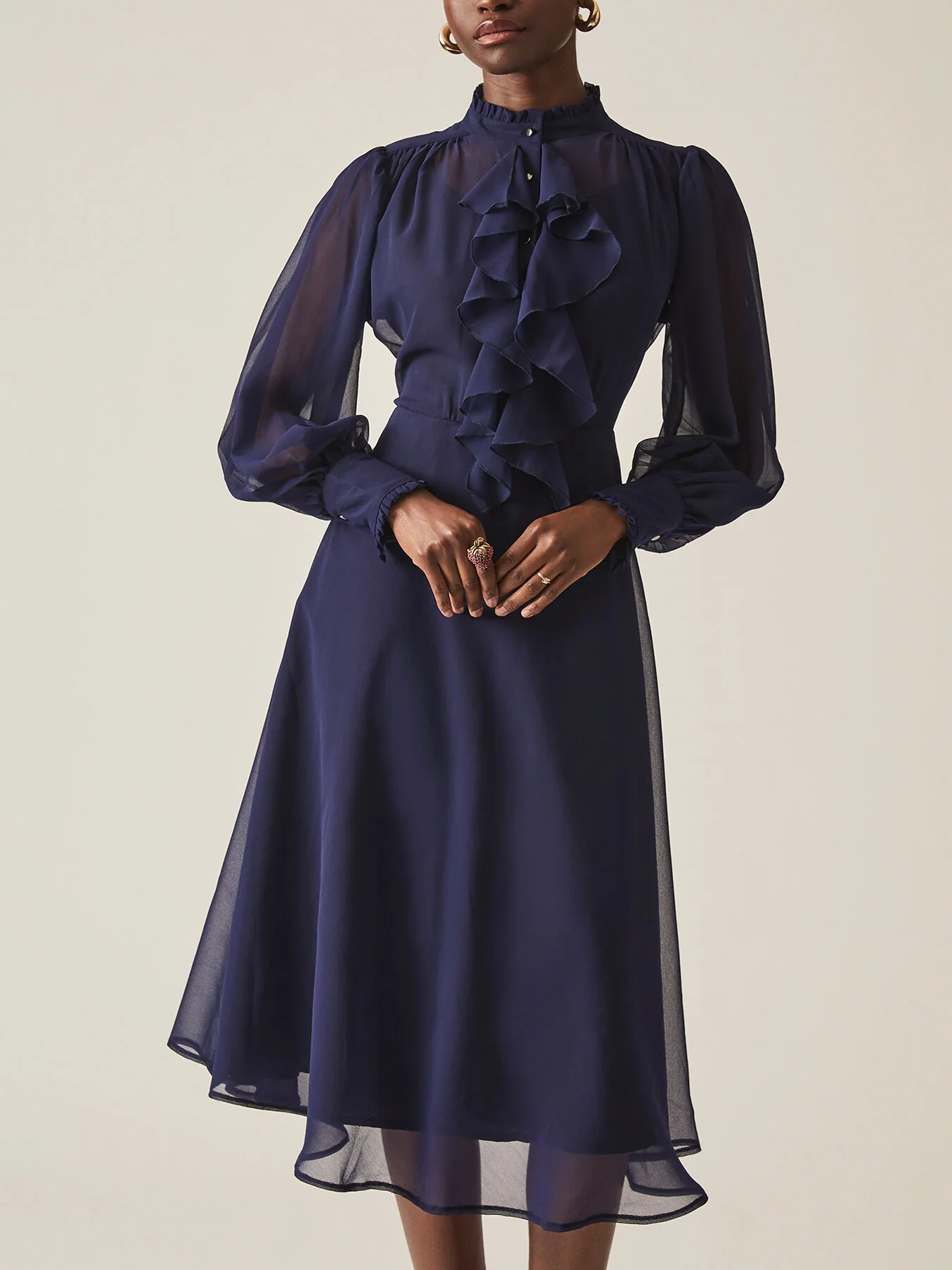 Ruffle Shift Midi Dress - Image 3