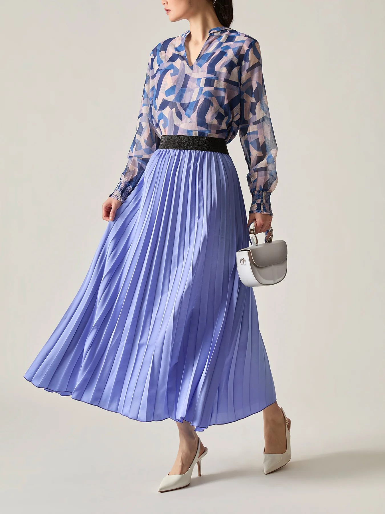 Pleated Maxi Skirt Purple - Image 2