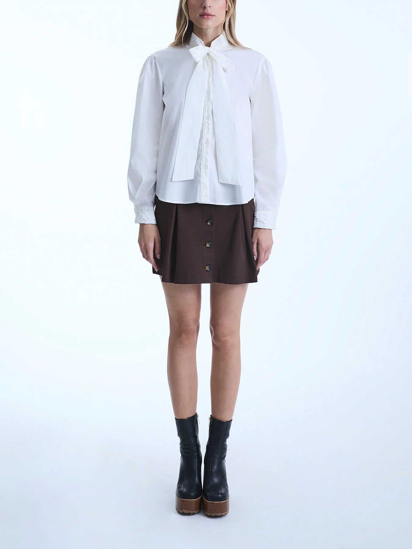 Crochet Tie Neck Shirt - Image 2