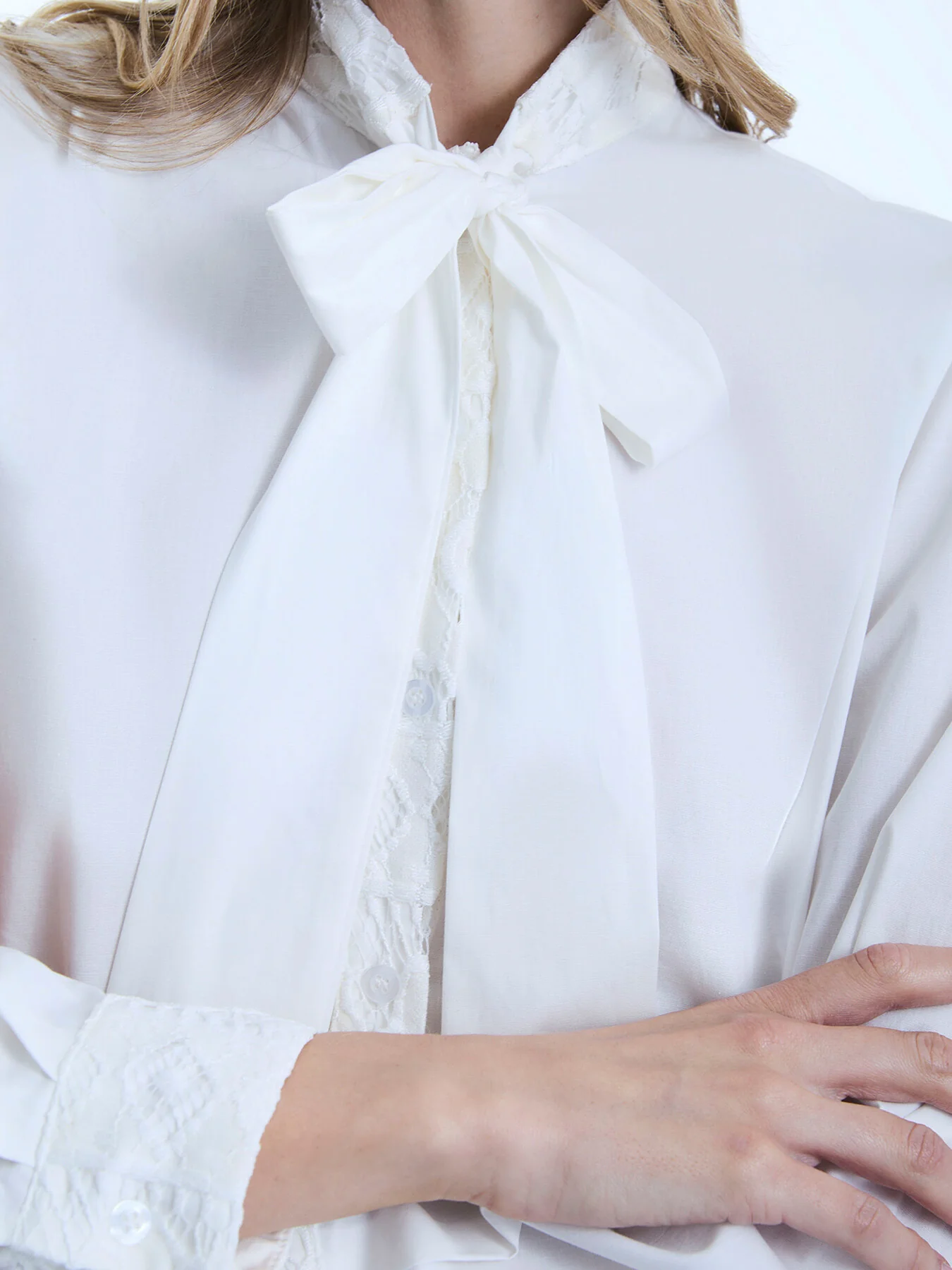 Crochet Tie Neck Shirt - Image 3