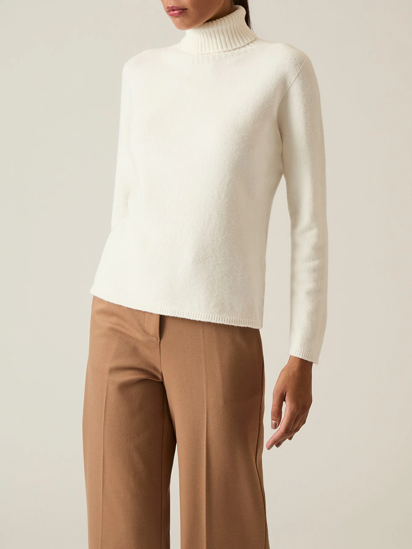 Polo Neck Jumper White - Image 2