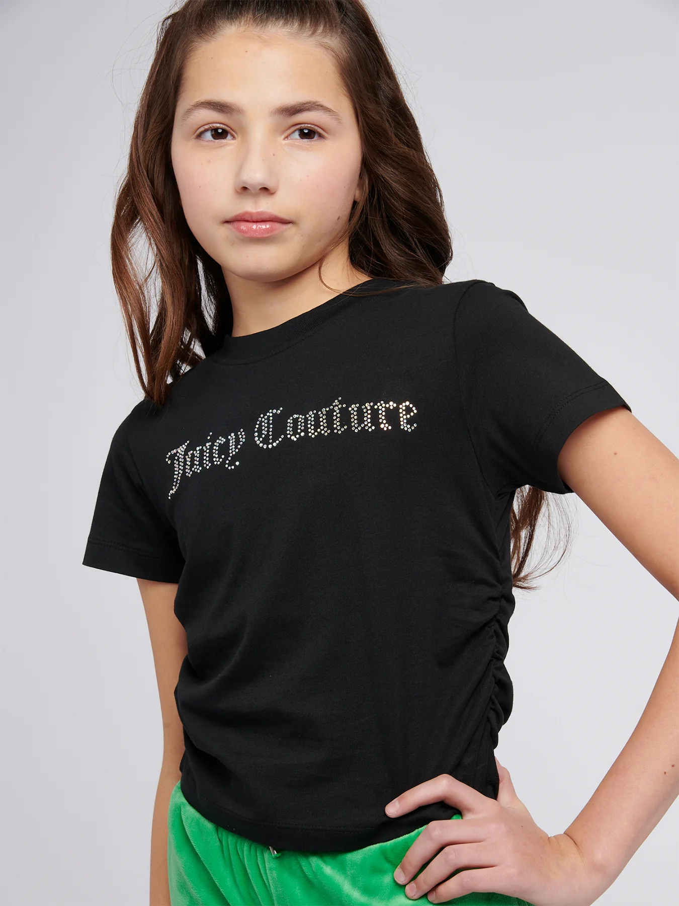 Kids' Diamante Ringer T-Shirt Black - Image 2