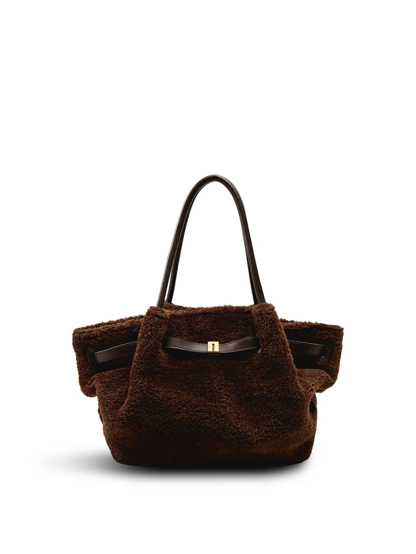 Hana Medium Faux Fur Tote Bag Brown