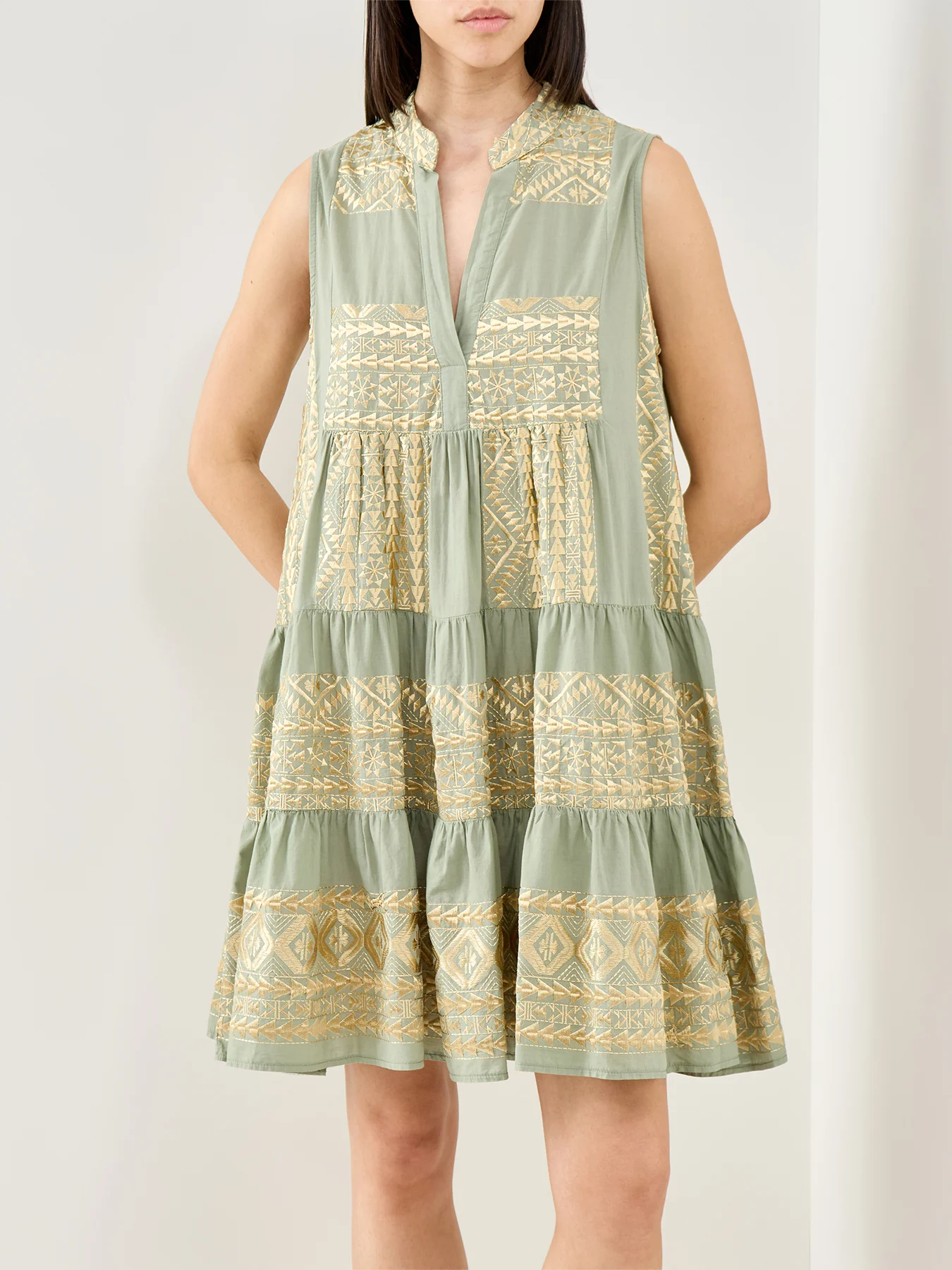 Triangle Sleeveless Mini Dress Khaki - Image 4