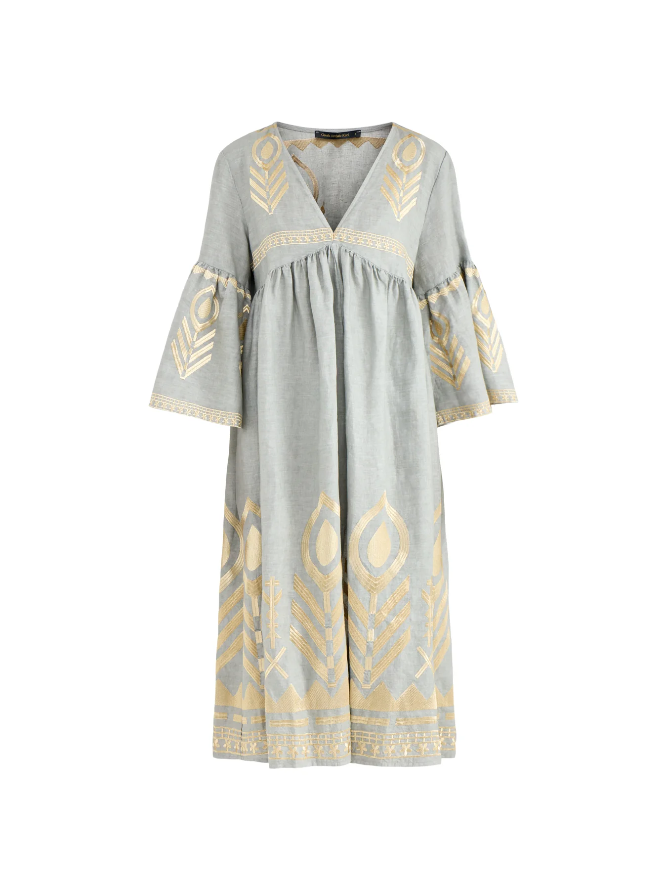 Feather Linen Midi Dress Grey