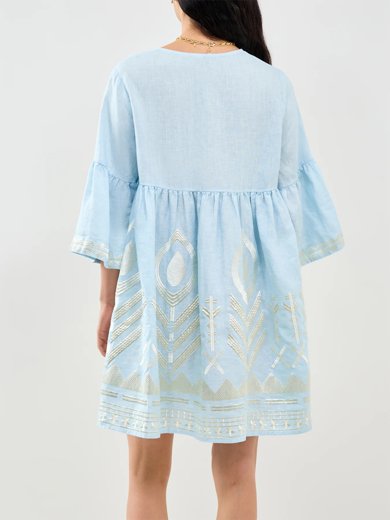 Feather Mini Dress Blue - Image 5