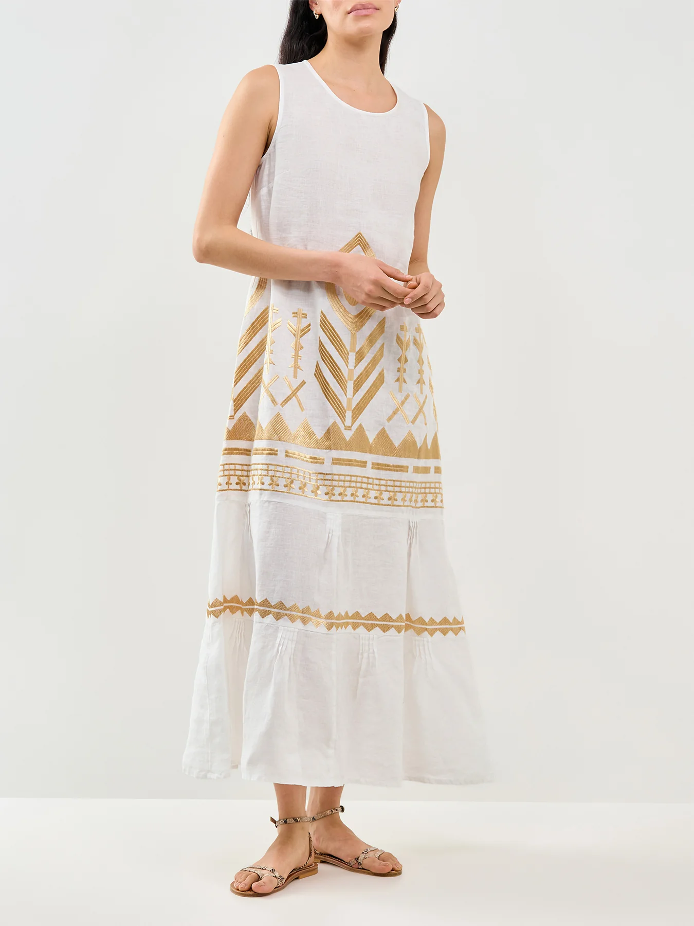 Feather Sleeveless Maxi Dress White - Image 4