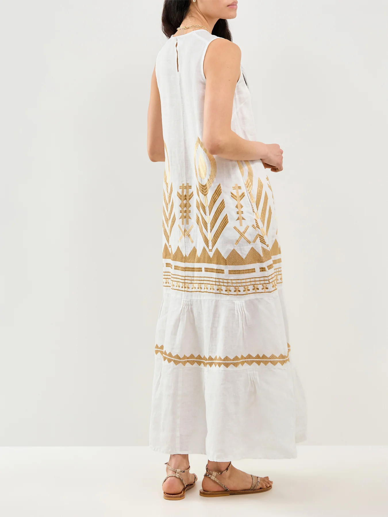 Feather Sleeveless Maxi Dress White - Image 5